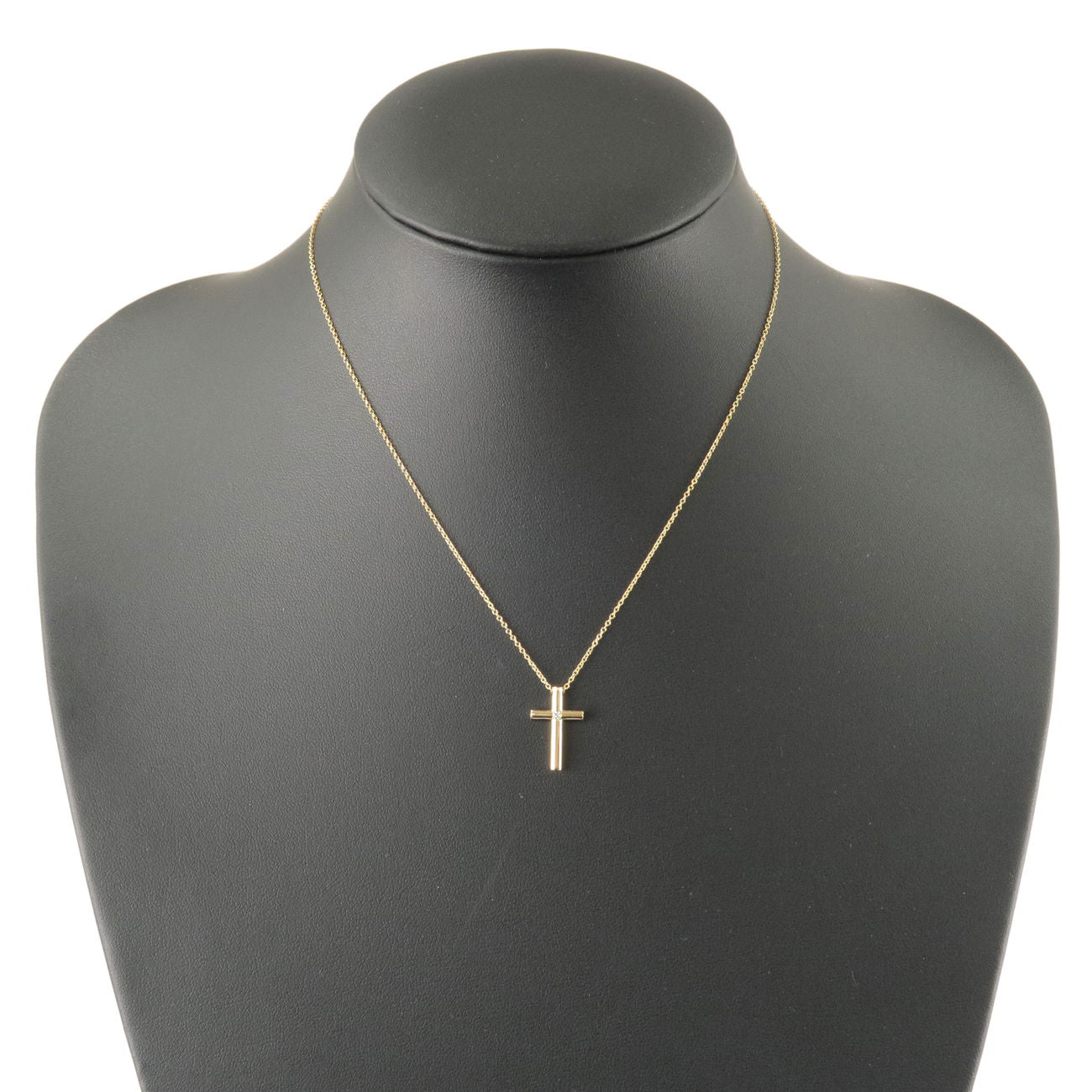 Tiffany&Co. Cross 1P Diamond Necklace K18YG 750YG Yellow Gold