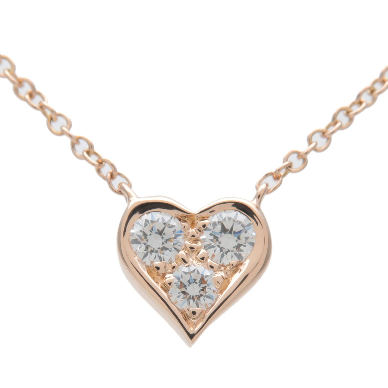 Tiffany&Co.-Sentimental-Heart-3P-Diamonds-Necklace-Rose-Gold