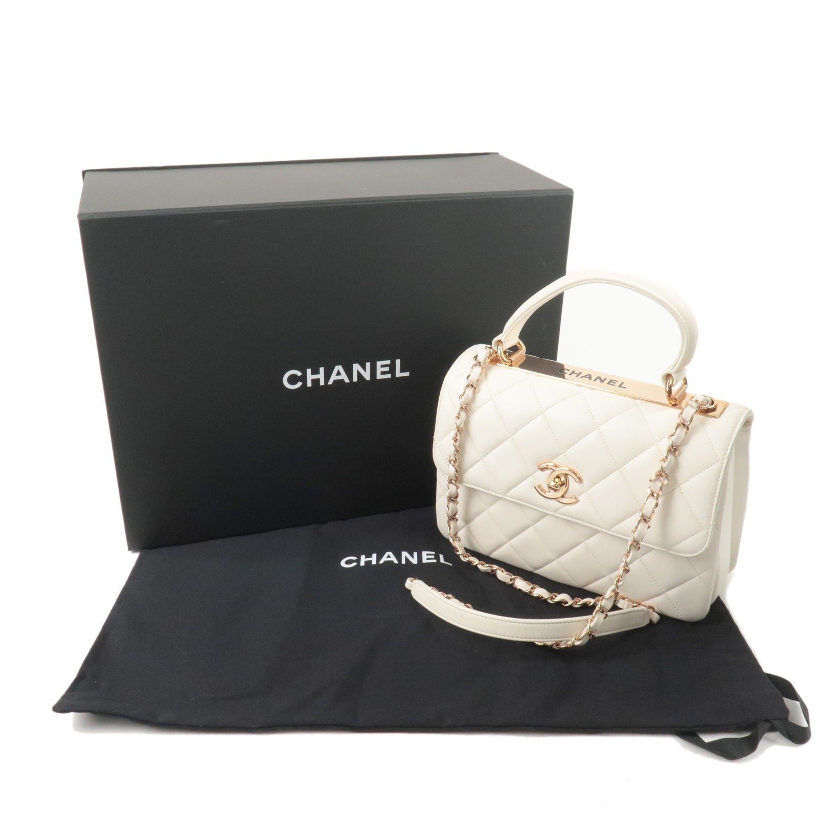 CHANEL-Matelasse-Trendy-CC-Lamb-Skin-Top-Handle-Bag-White-A92236
