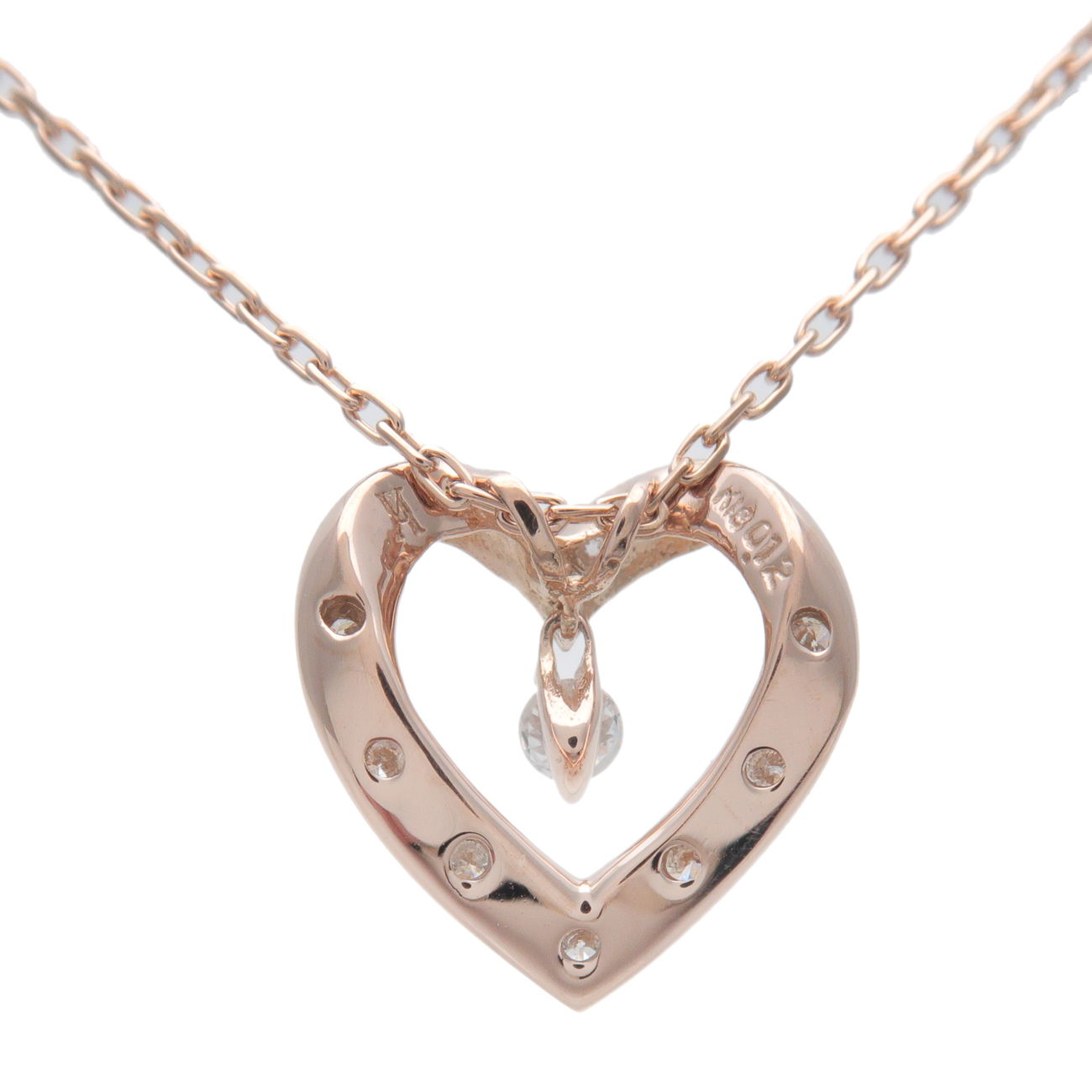 VENDOME AOYAMA Heart Diamond Necklace 0.12ct K18 Rose Gold