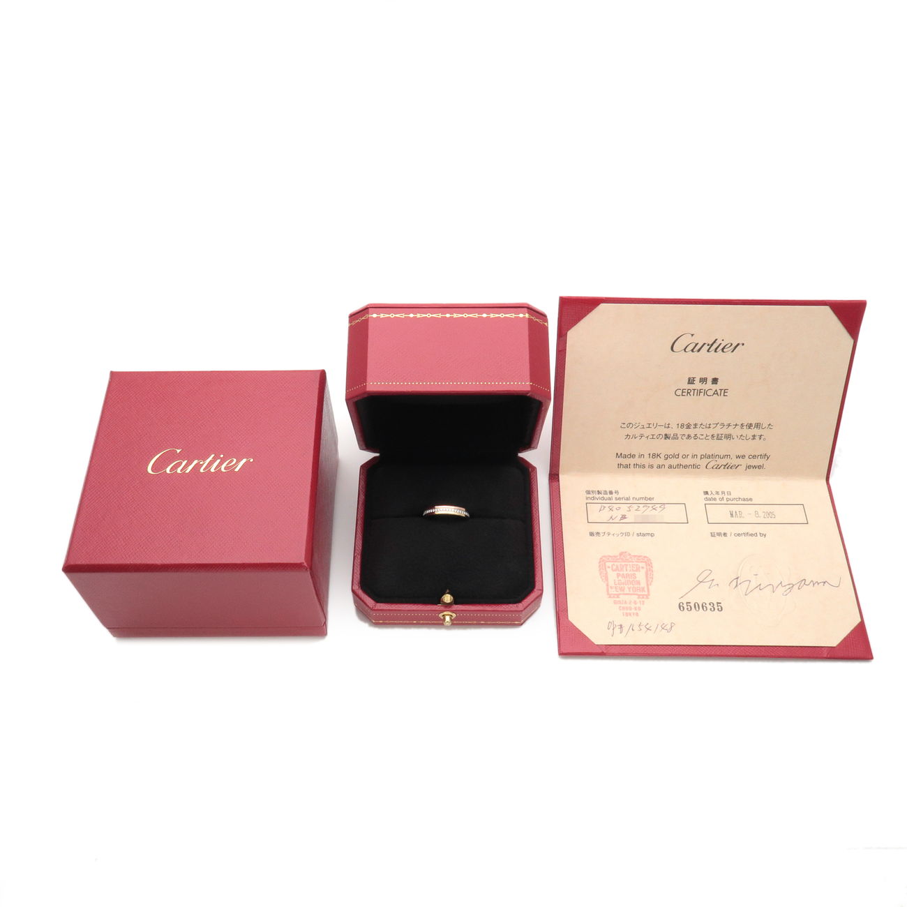 Cartier Three Color Ring Full Eternity K18 YG/WG/PG #49 US5