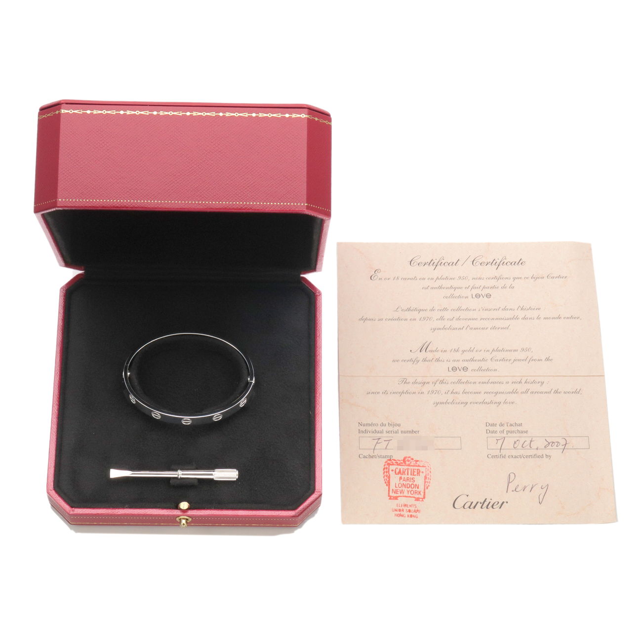 Cartier Love Bracelet Bangle K18 750WG Size #16 White Gold