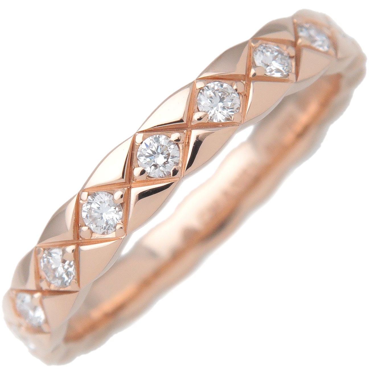 CHANEL-COCO-Crush-Full-Diamond-Ring-K18-Rose-Gold-#54-US6.5-7