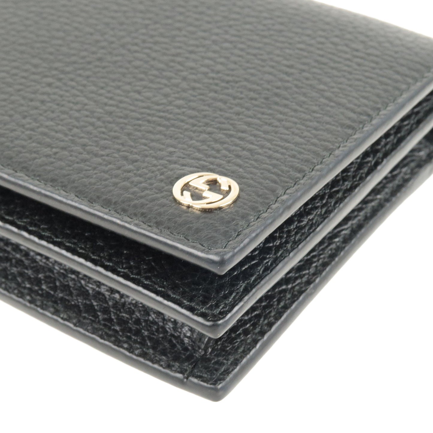 GUCCI Interlocking G Leather Chain Wallet Black 466506