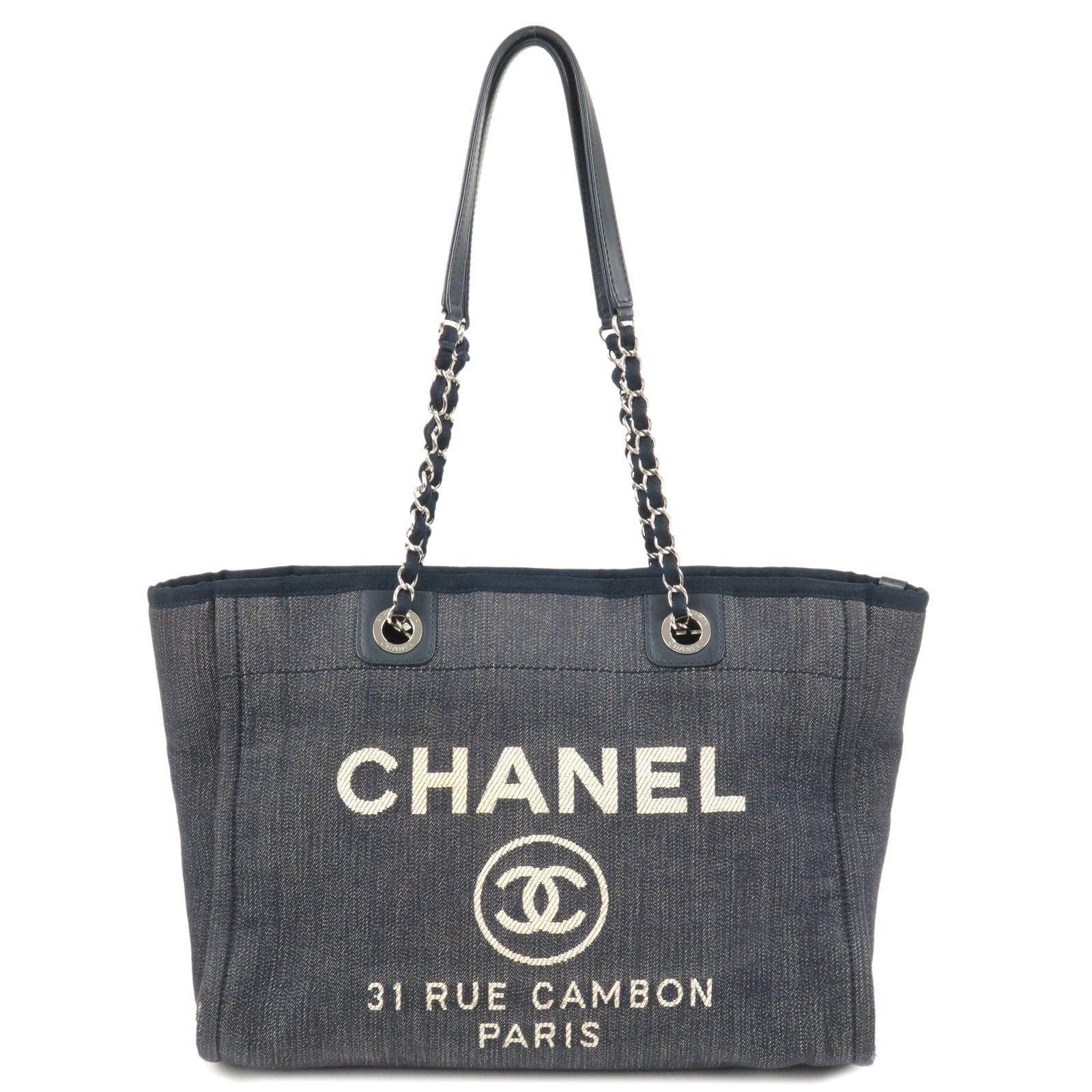 CHANEL-Deauville-MM-Denim-Leather-Chain-Tote-Bag-Navy-A67001 –  dct-ep_vintage luxury Store