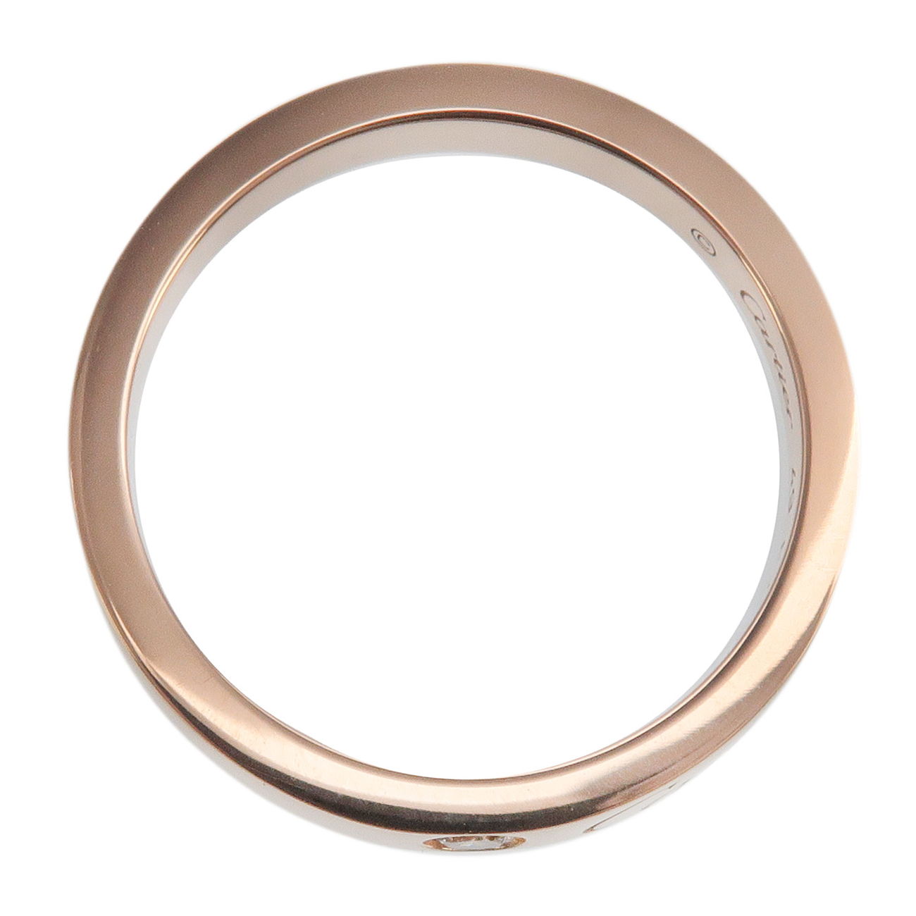 Cartier Engraved 1P Diamond Ring K18PG 750PG Rose Gold #49 US5