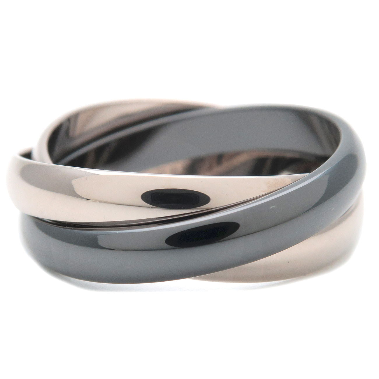 Cartier Trinity Ring Black Ceramic K18WG White Gold 59 US8.5 9.0