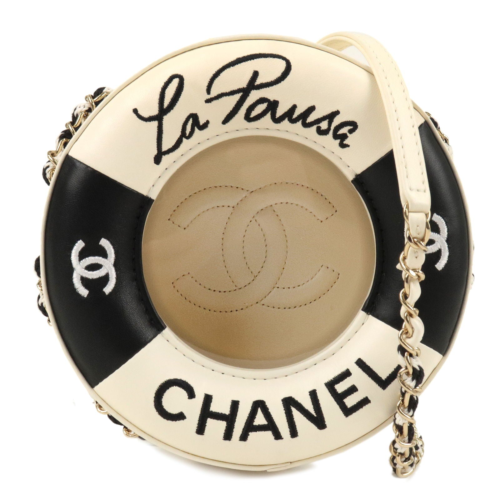 CHANEL-Cruise-Line-Lamb-SKin-Chain-Shoulder-Bag-Black-White-AS0209 –  dct-ep_vintage luxury Store