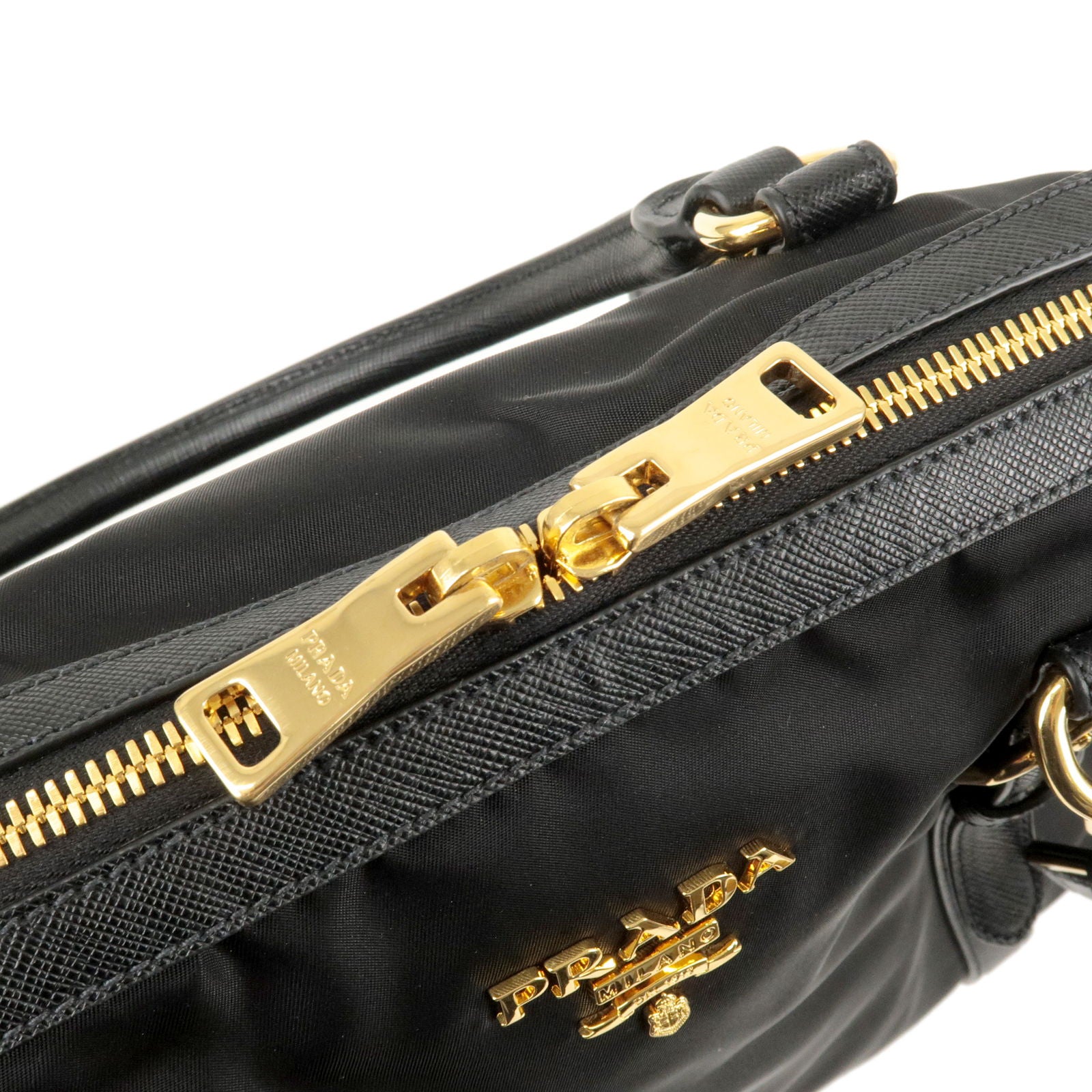 PRADA-Logo-Nylon-Leather-2Way-Bag-Hand-Bag-Black-NERO-1BB013 –  dct-ep_vintage luxury Store