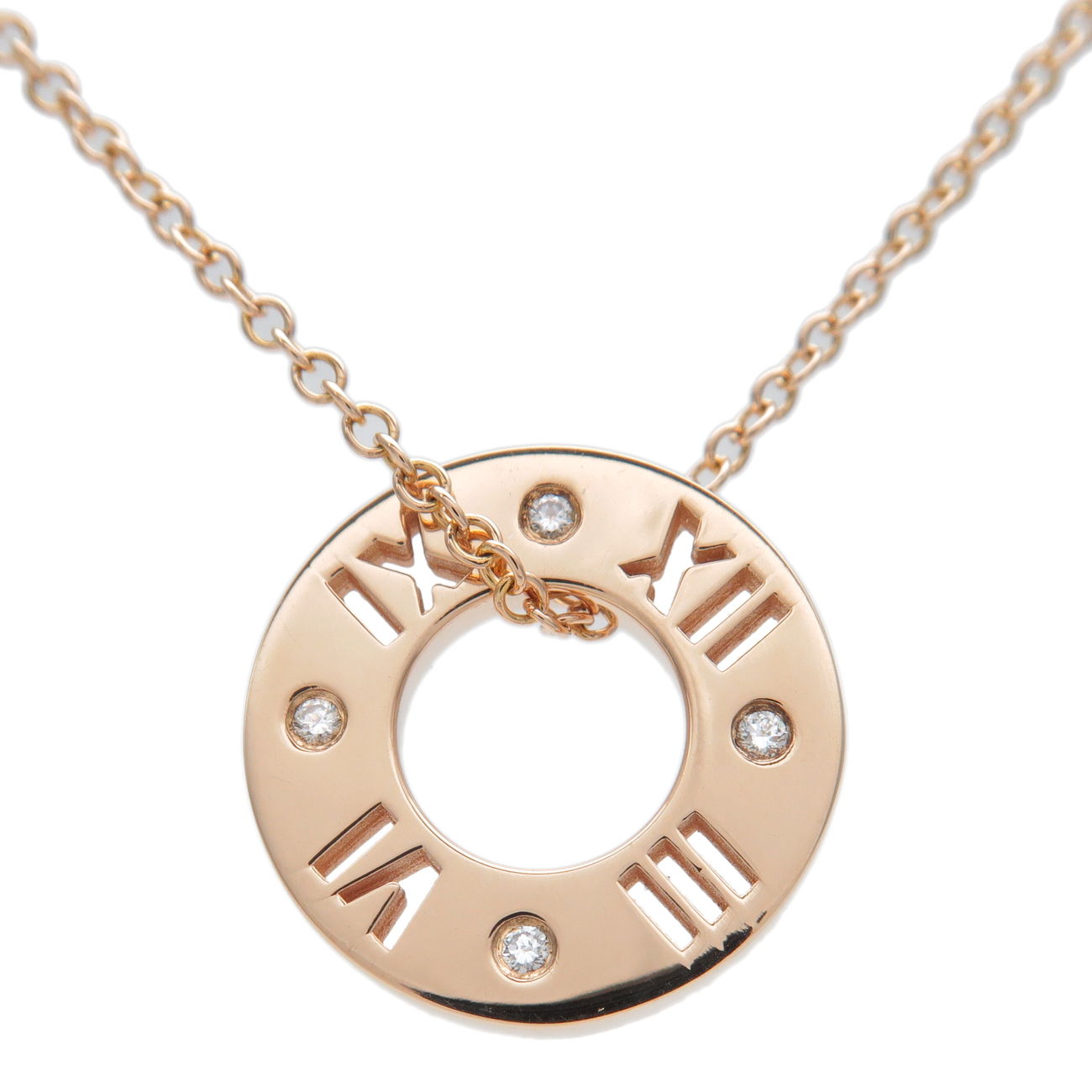 Tiffany&Co.--Pierced-Atlas-4P-Diamond-Necklace-K18-750PG-Rose-Gold
