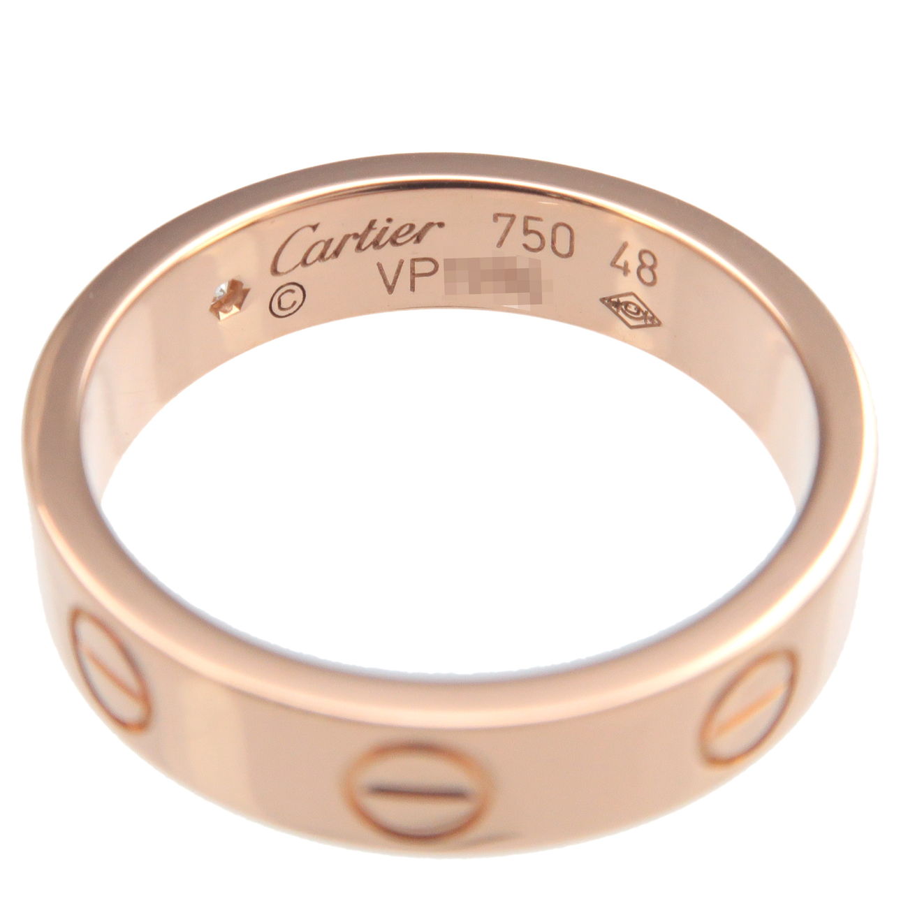 Cartier Mini Love Ring 1P Diamond K18PG 750PG Rose Gold #48 US4.5