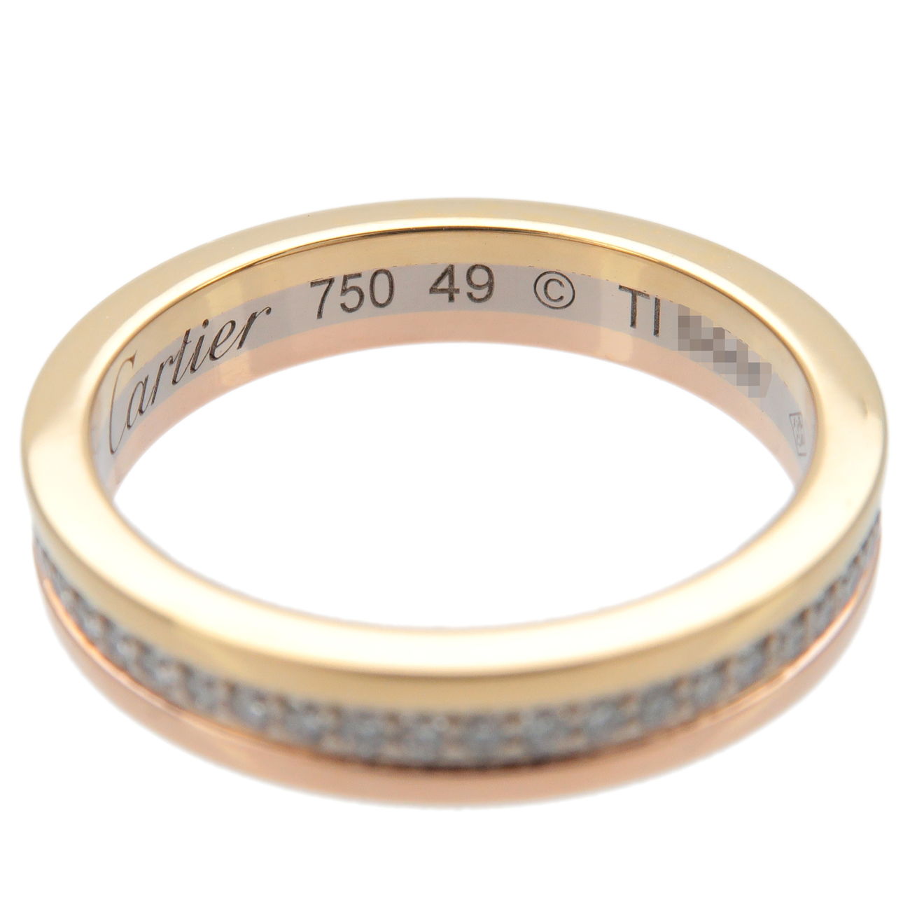 Cartier Three Color Ring Full Diamonds K18 YG/WG/PG #49 US5 EU49