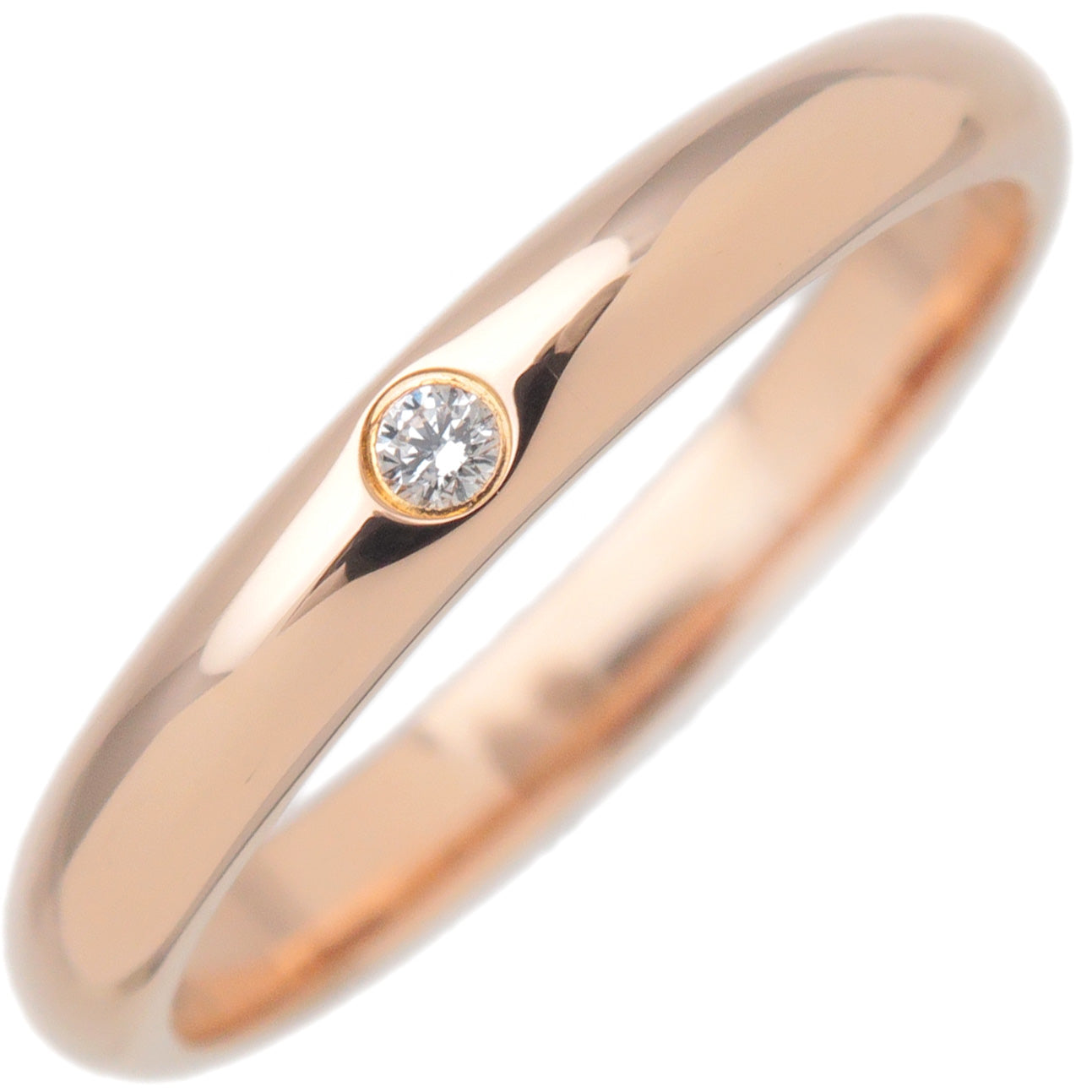 Cartier-Wedding-Ring-1P-Diamond-K18`G-750PG-Rose-Gold-#46-US3.5-4