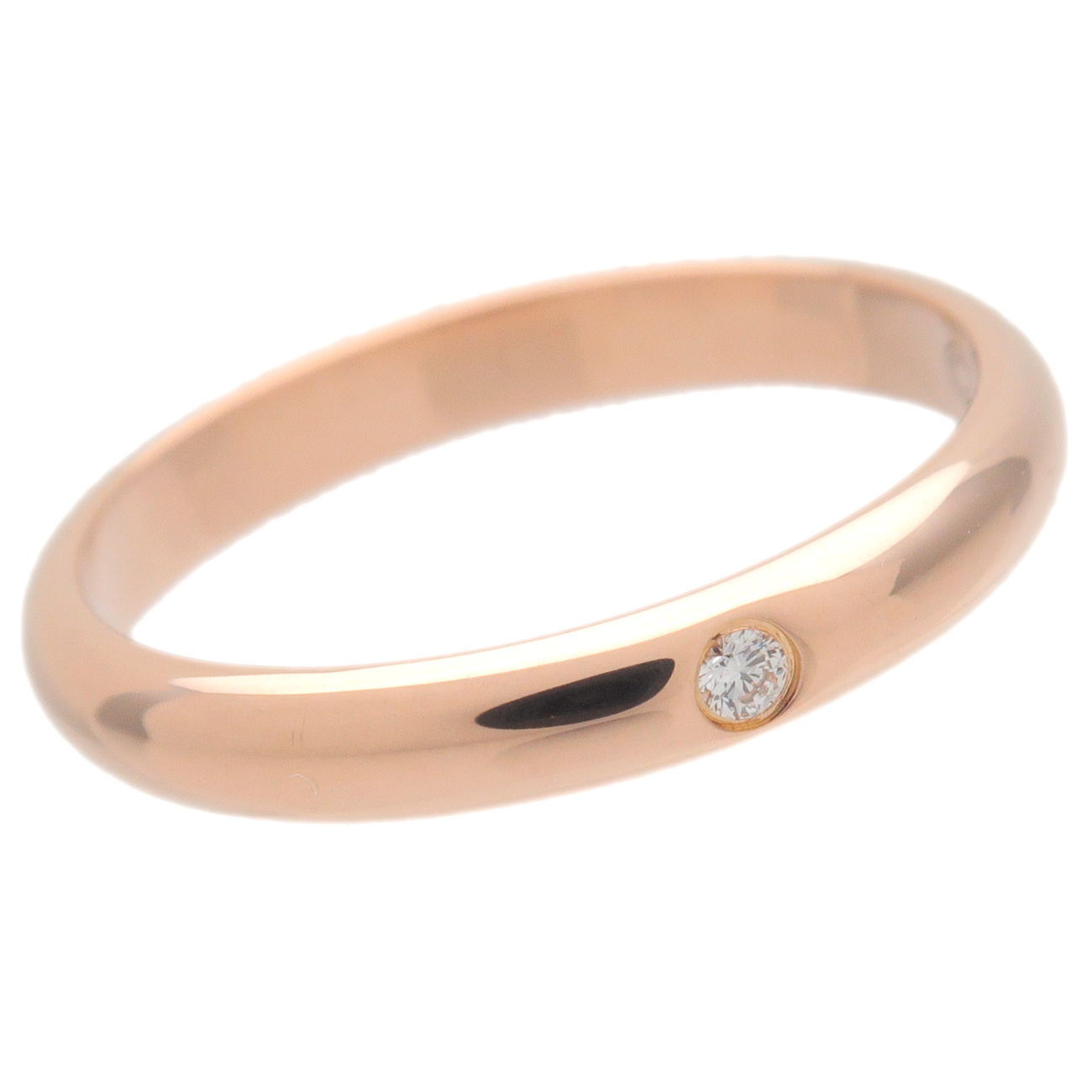 Cartier Wedding Ring 1P Diamond K18`G 750PG Rose Gold #46 US3.5-4