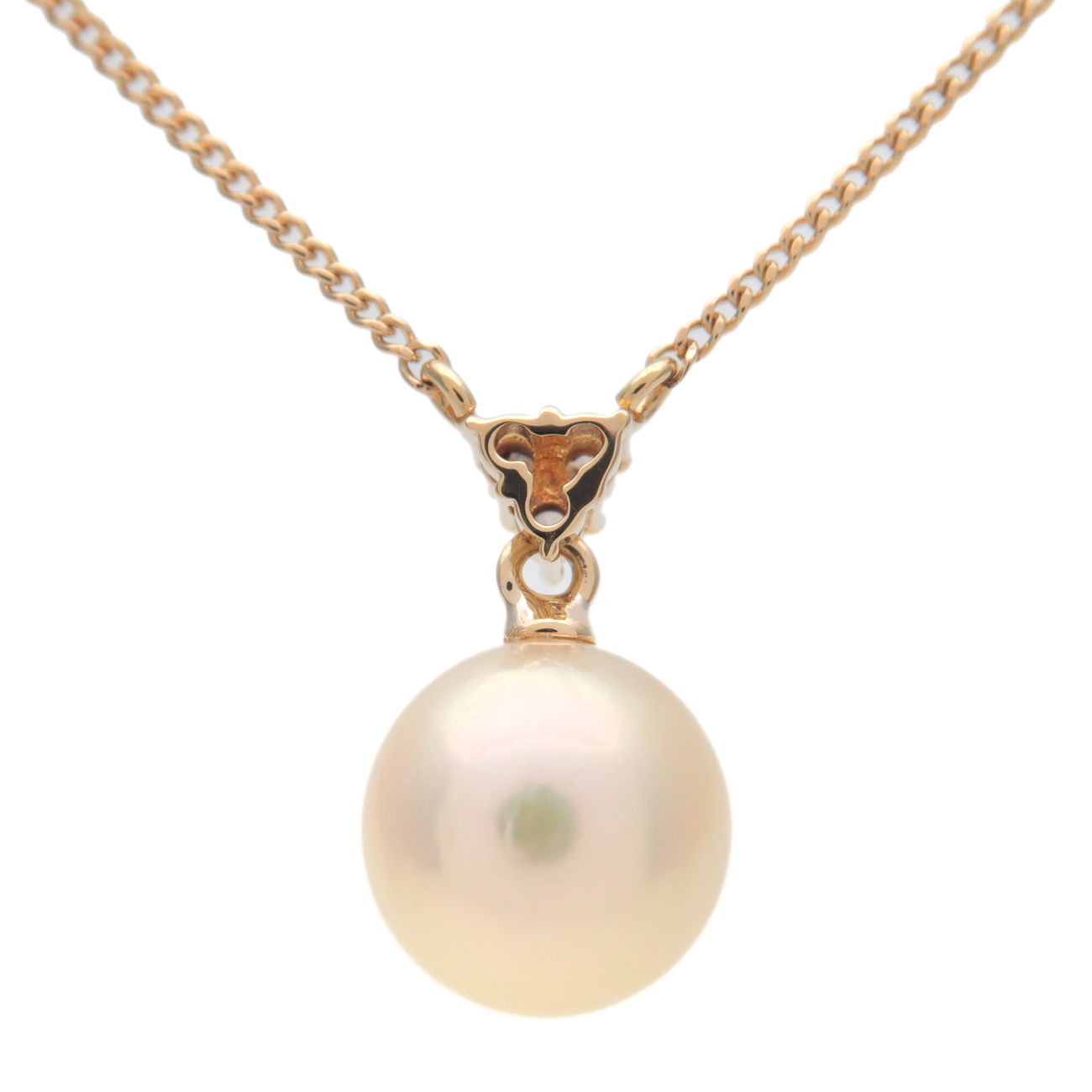 TASAKI Pearl Diamond Necklace 0.04ct K18YG Yellow Gold