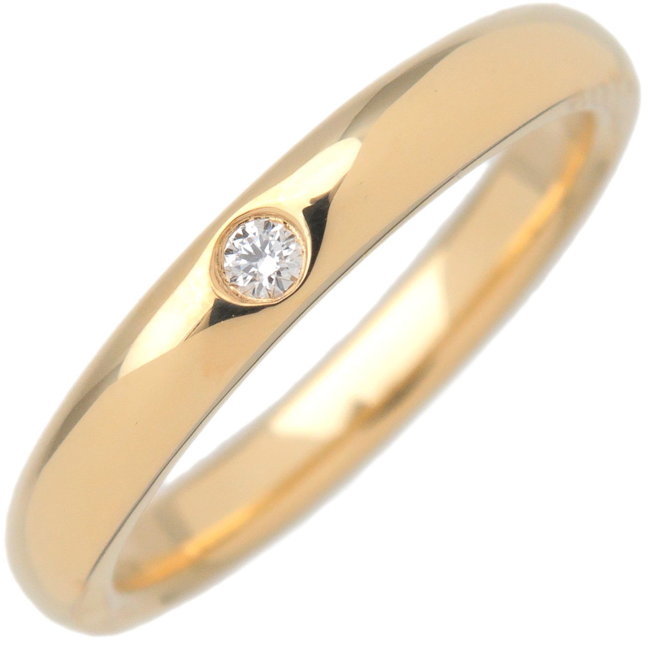 Tiffany&Co.-Stacking-Band-Ring-1P-Diamond-K18YG-Yellow-Gold-US4.5