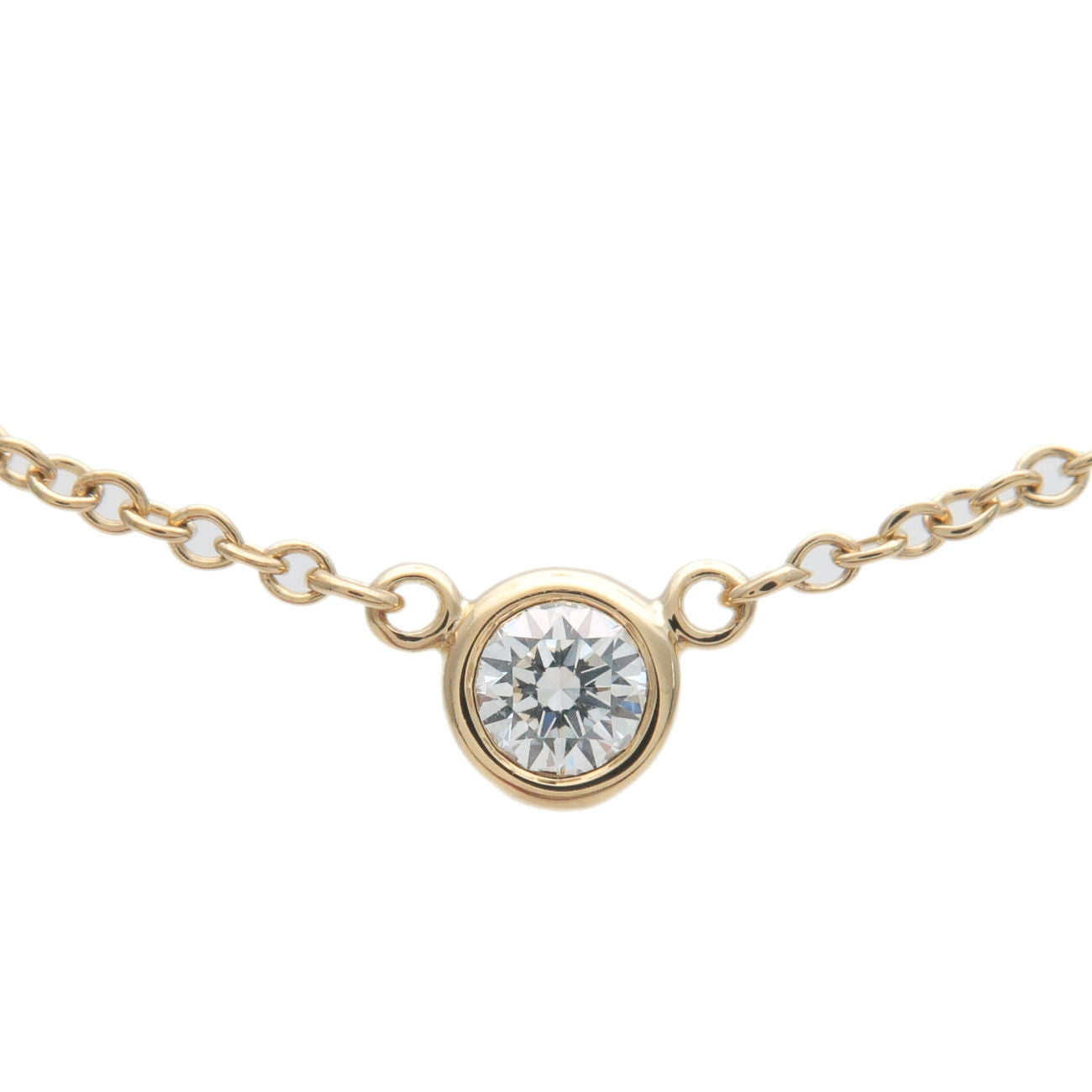 Tiffany&Co.By-The-Yard-1P-Diamond-Necklace-0.08ct-K18-Yellow-Gold