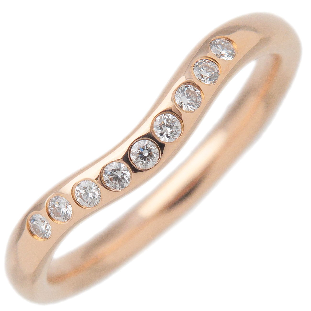 Tiffany&Co.-Curved-Band-Ring-9P-Diamond-K18PG-Rose-Gold-US4-EU47
