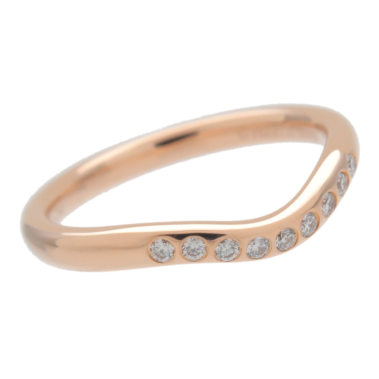 Tiffany&Co. Curved Band Ring 9P Diamond K18PG Rose Gold US4 EU47