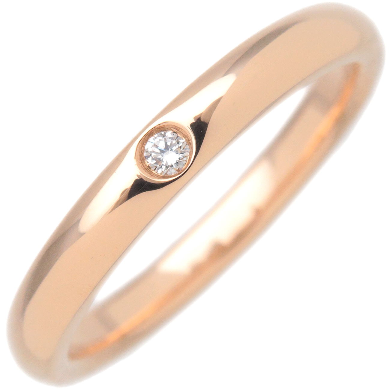 Tiffany&Co.-Stacking-Band-Ring-1P-Diamond-K18PG-Rose-Gold-US6-EU52