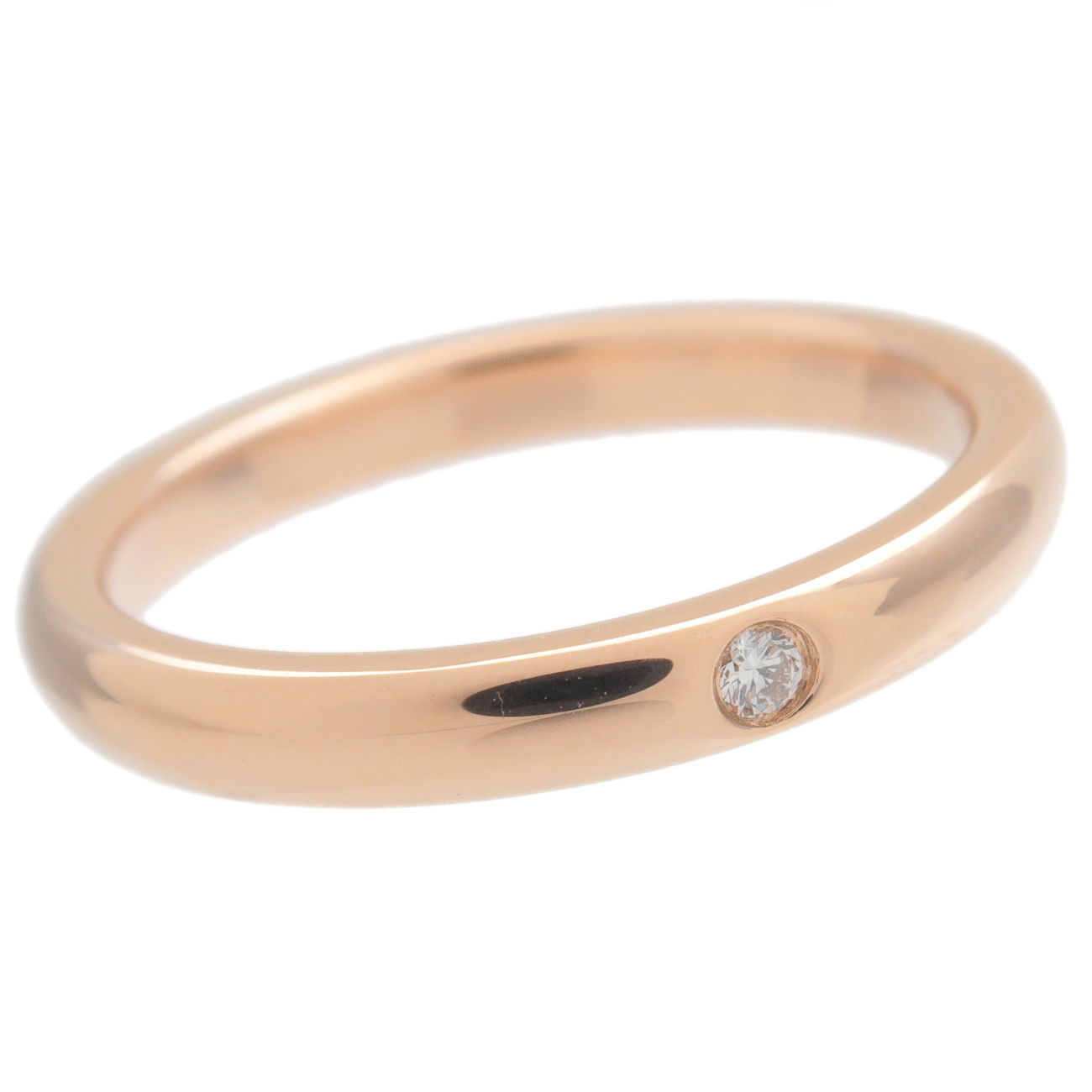 Tiffany&Co. Stacking Band Ring 1P Diamond K18PG Rose Gold US6 EU52