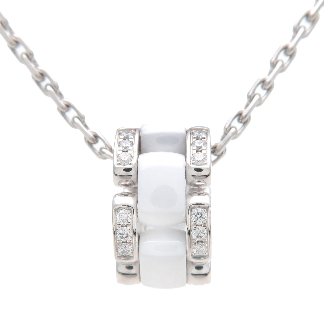 Chanel Ultra Wide 18k White Gold Diamond White Ceramic Ring Size 62 +Box  J2645
