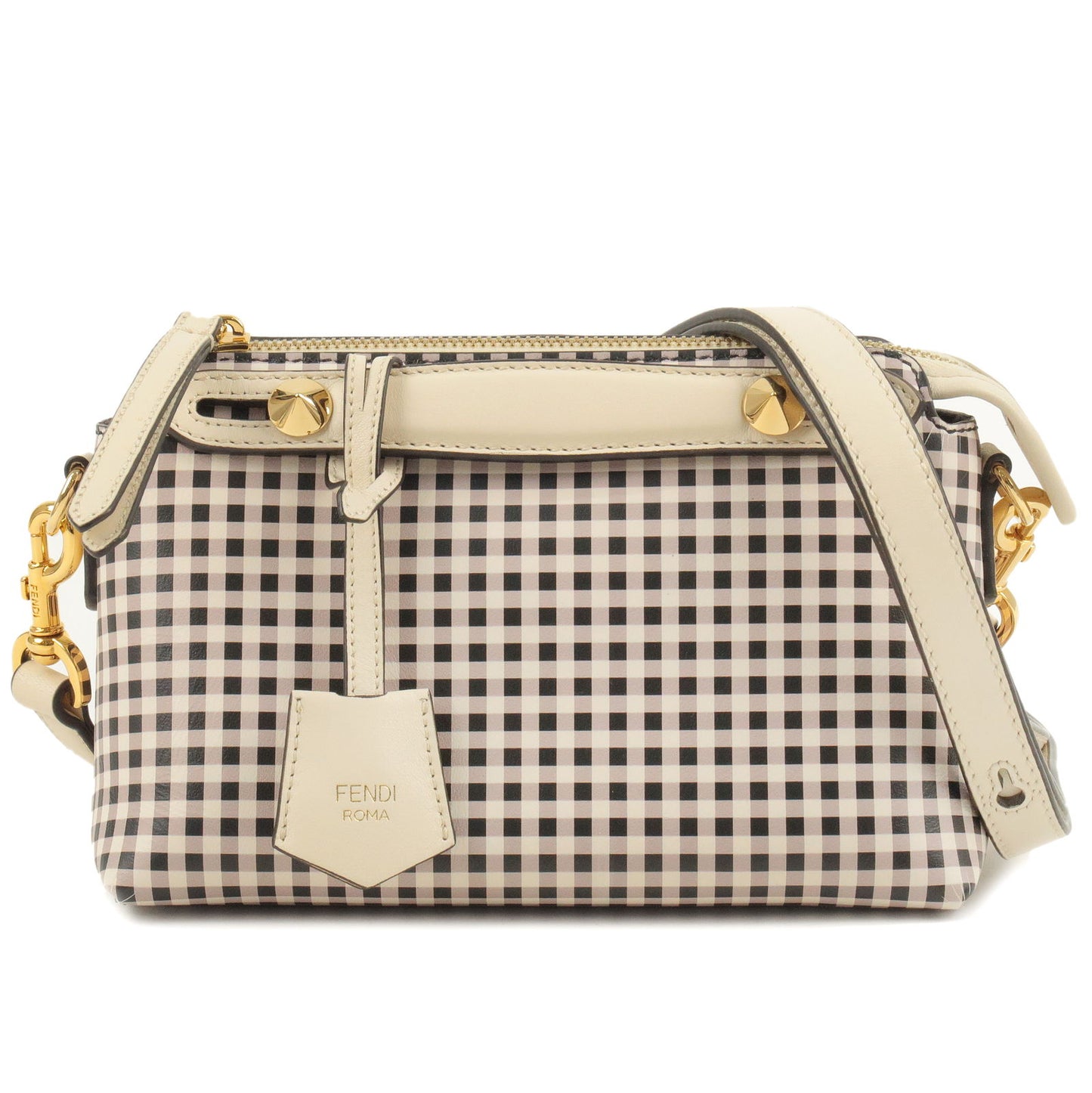 FENDI-By-The-Way-Leather-2Way-Bag-Checkered-Black-Ivory-8BL124