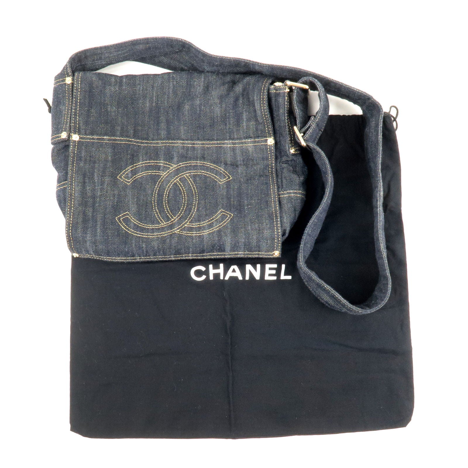 Vintage 80's XL CHANEL CC Logos Monogram Denim Blue Jean & Lucite Tote  Purse Beach Shoulder Bag