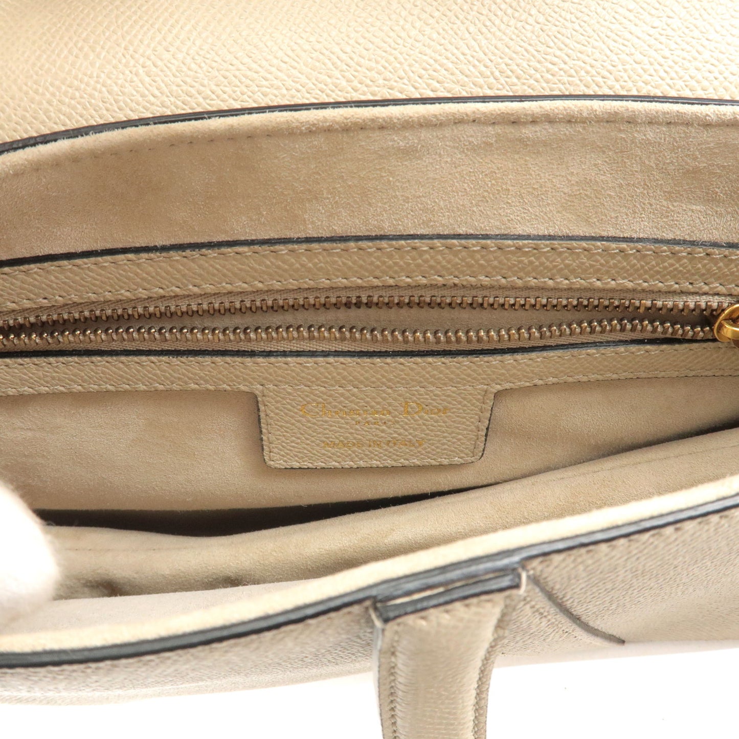 Christian Dior Leather Saddle Bag Shoulder Bag Purse Greige