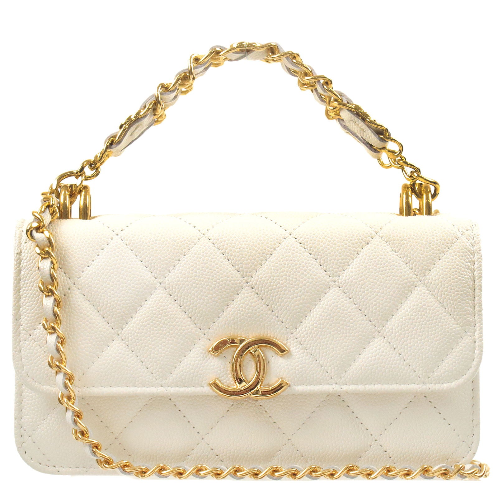 CHANEL-Matelasee-Caviar-Skin-2Way-Chain-Shoulder-Bag-White – dct-ep_vintage  luxury Store