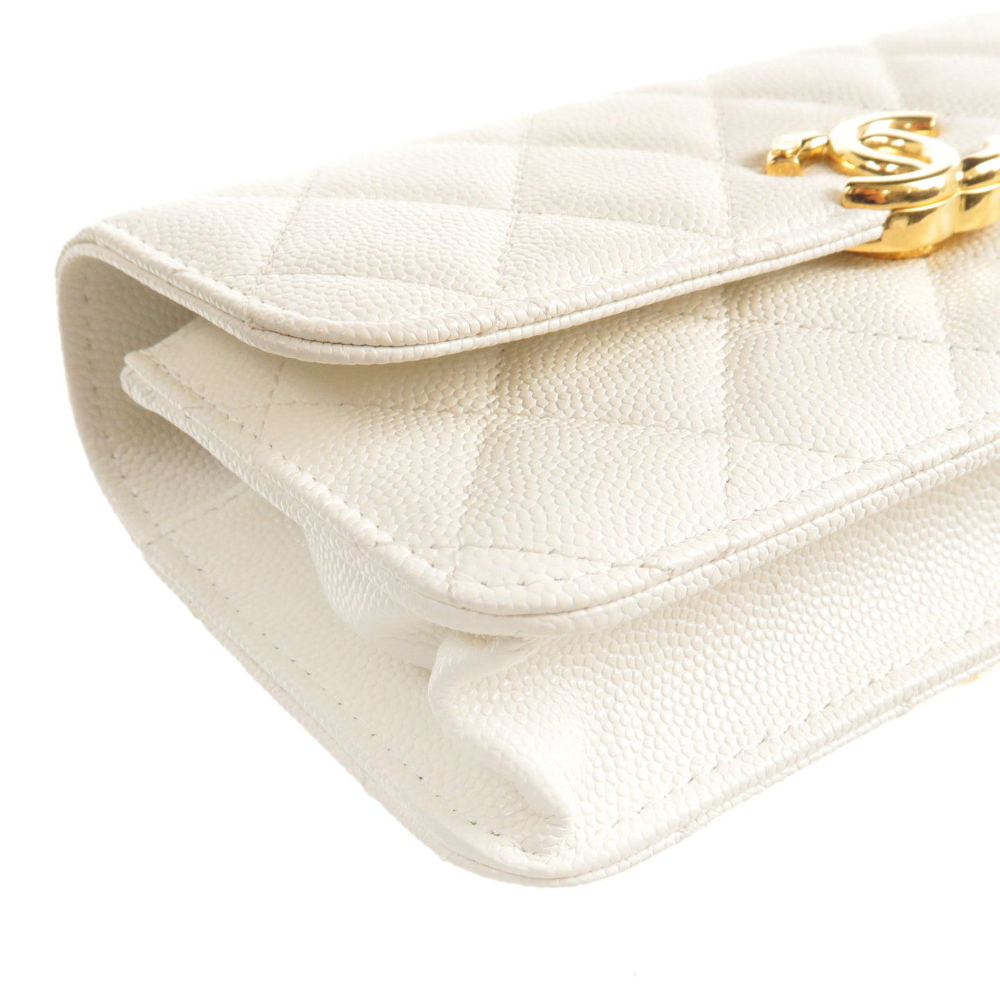 CHANEL Matelasee Caviar Skin 2Way Chain Shoulder Bag White