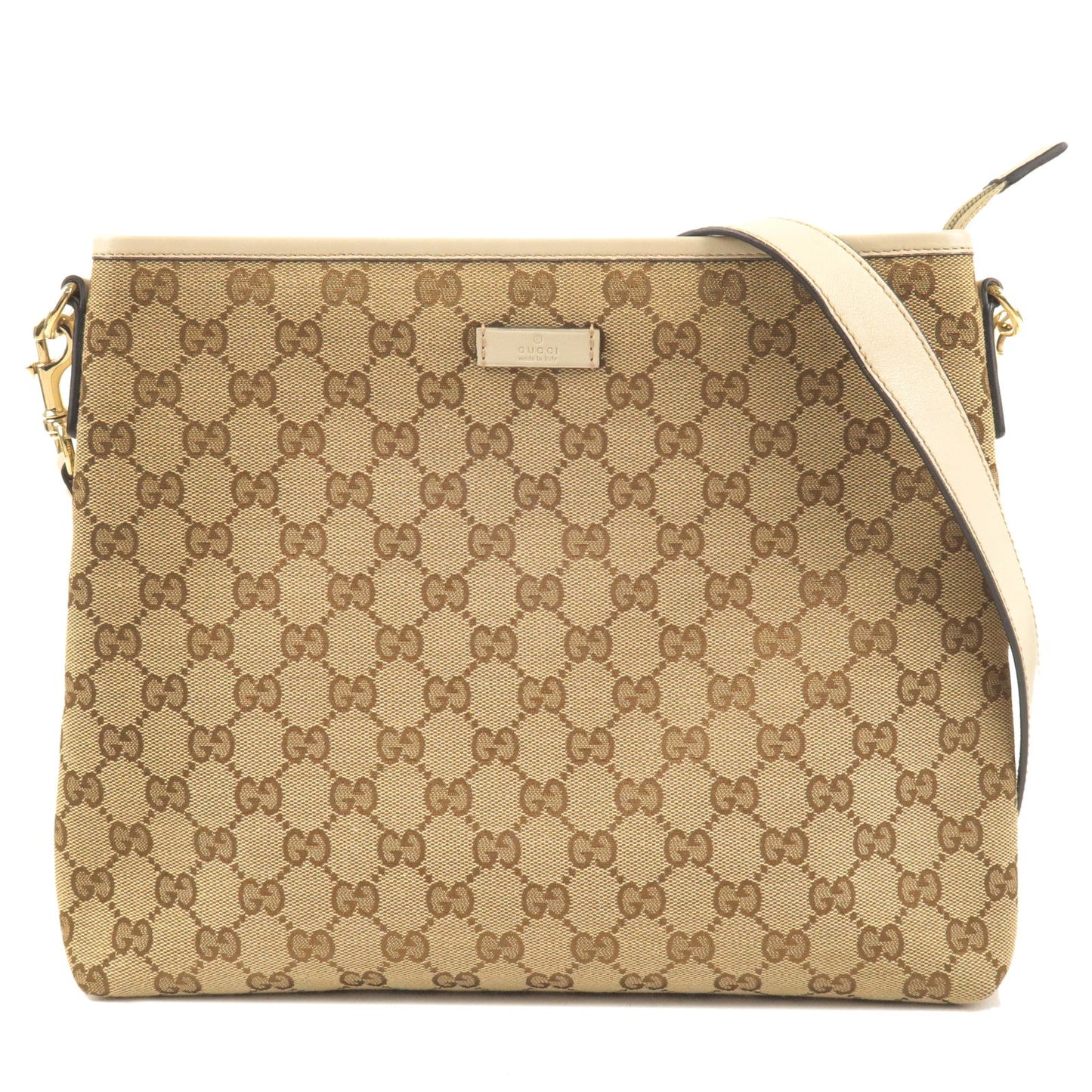GUCCI-GG-Canvas-Leather-Shouler-Bag-Beige-Brown-388924