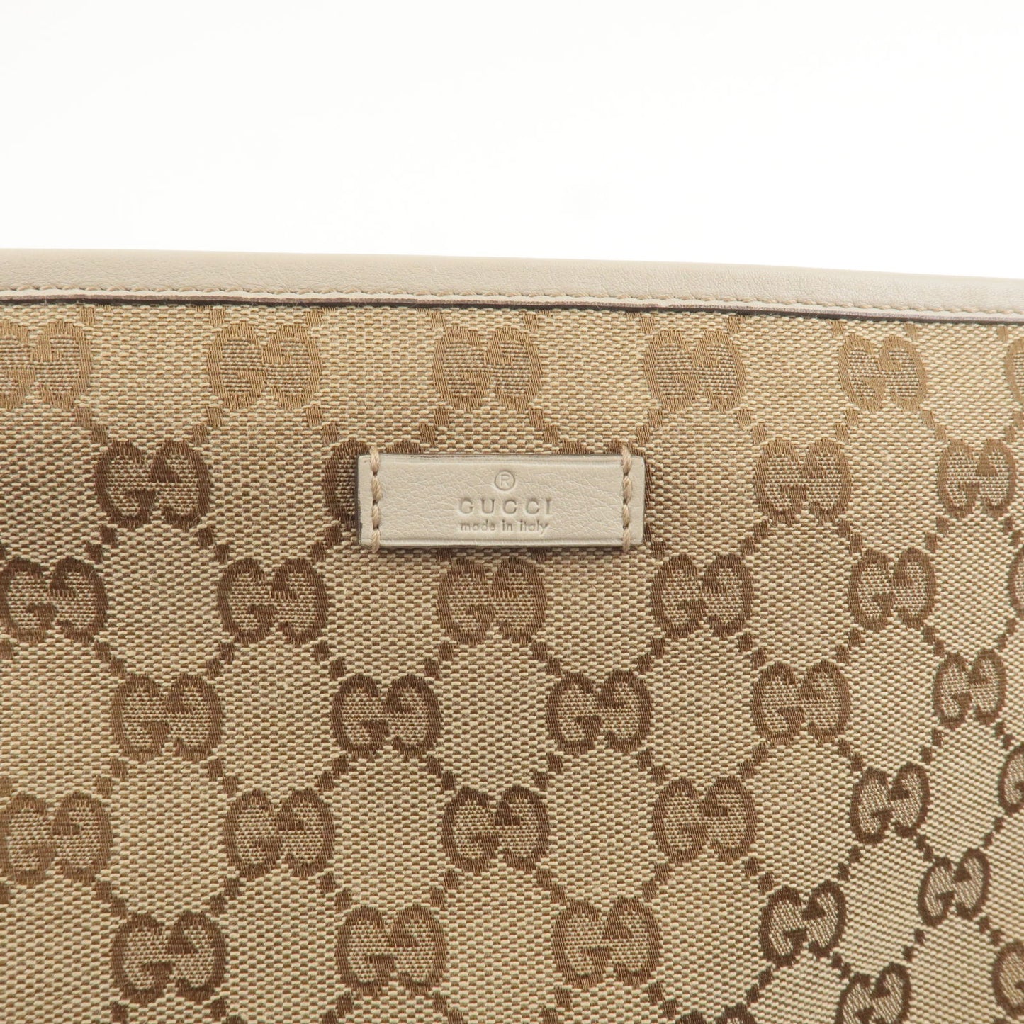 GUCCI GG Canvas Leather Shouler Bag Beige Brown 388924