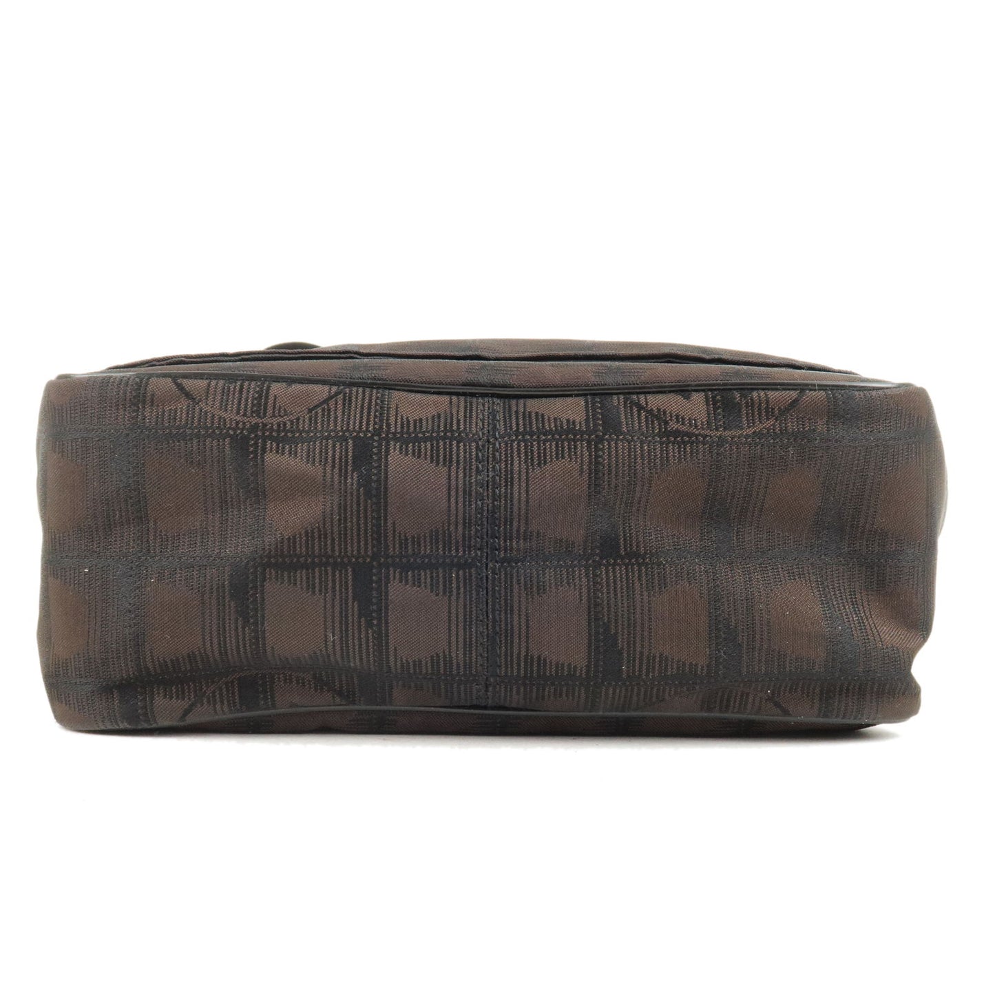 Auth CHANEL New Travel Line Nylon Jacquard Shoulder Bag Brown A29347