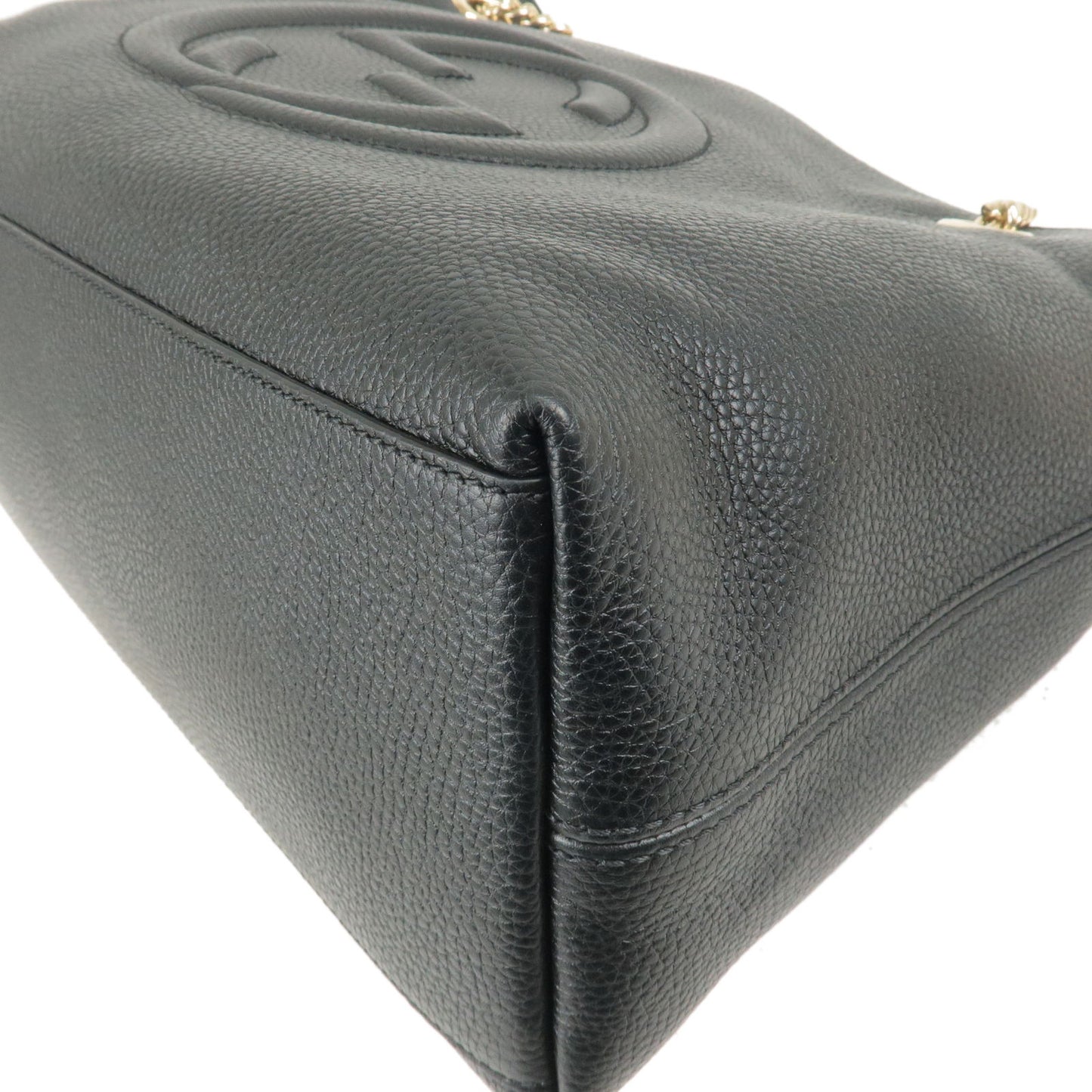 GUCCI SOHO Logo Leather Chain Shoulder Bag Tote Bag Black 536196