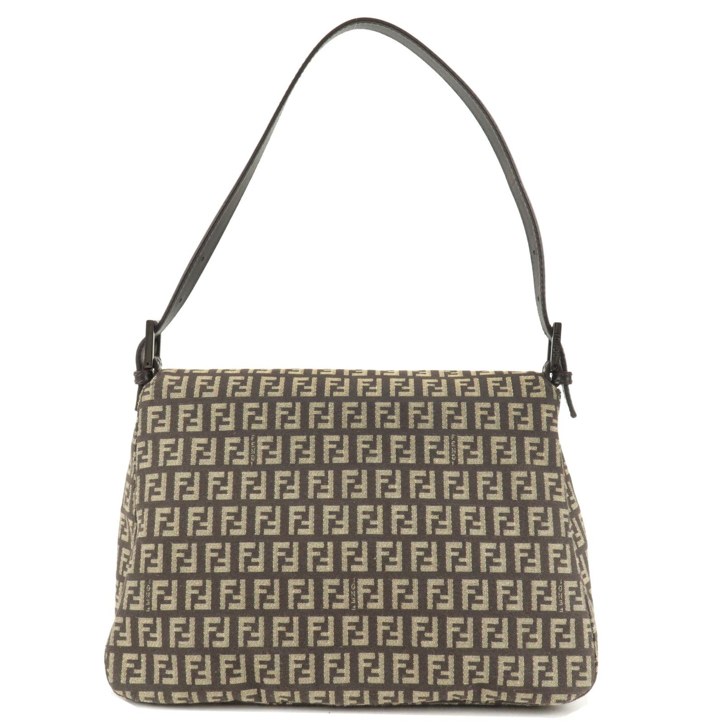 FENDI Zucchino Mamma Baguette Canvas Leather Bag Brown 8BR001