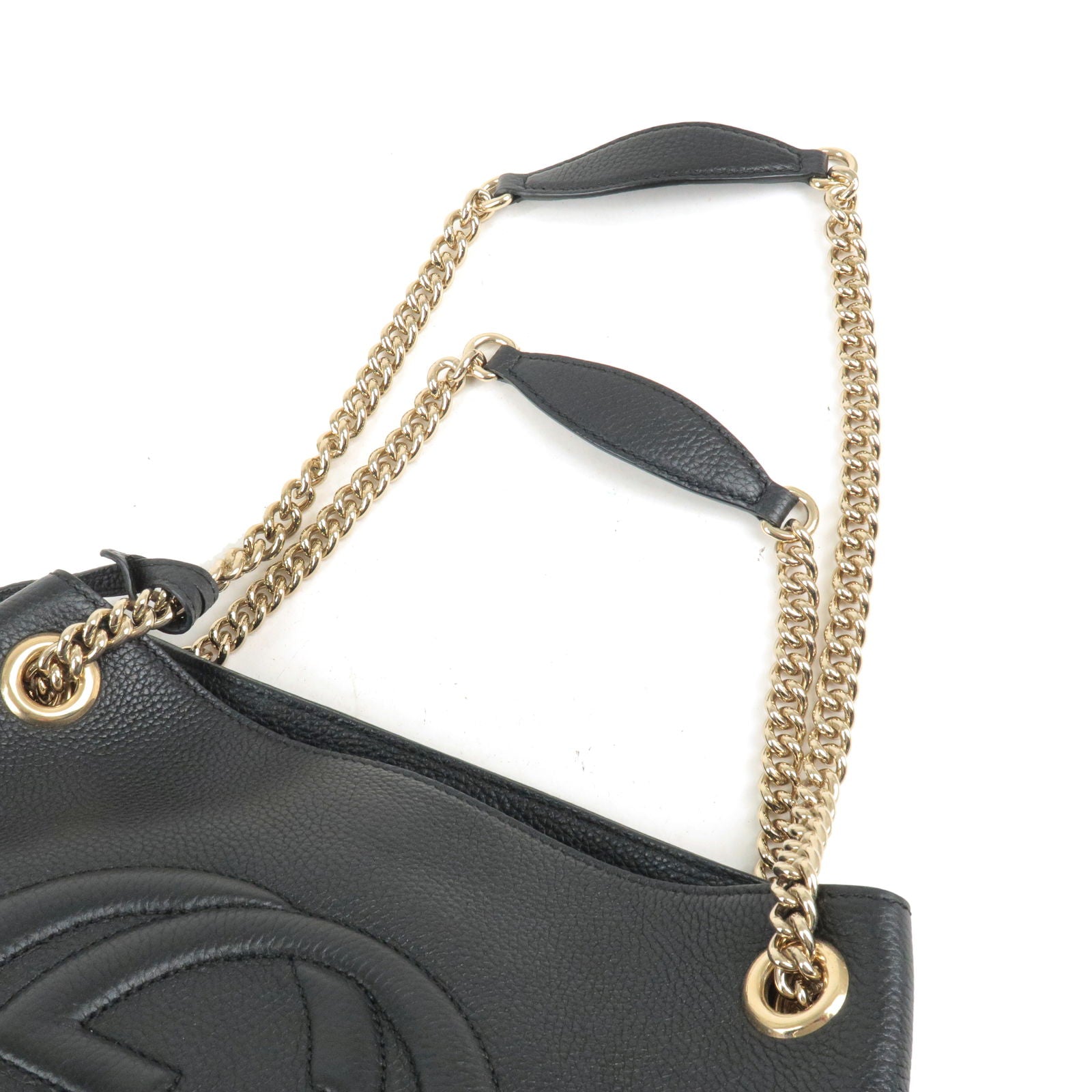 Gucci Soho Tote Bag in Gold Pebbled Leather Chain