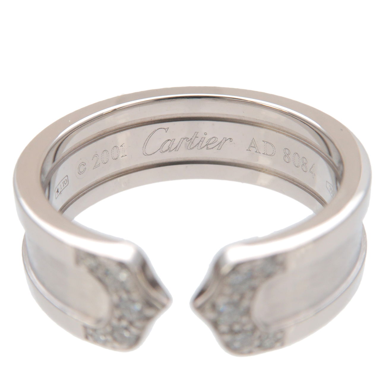 Cartier C2 Diamond Ring SM K18WG White Gold #53 US6.5-7 EU53.5