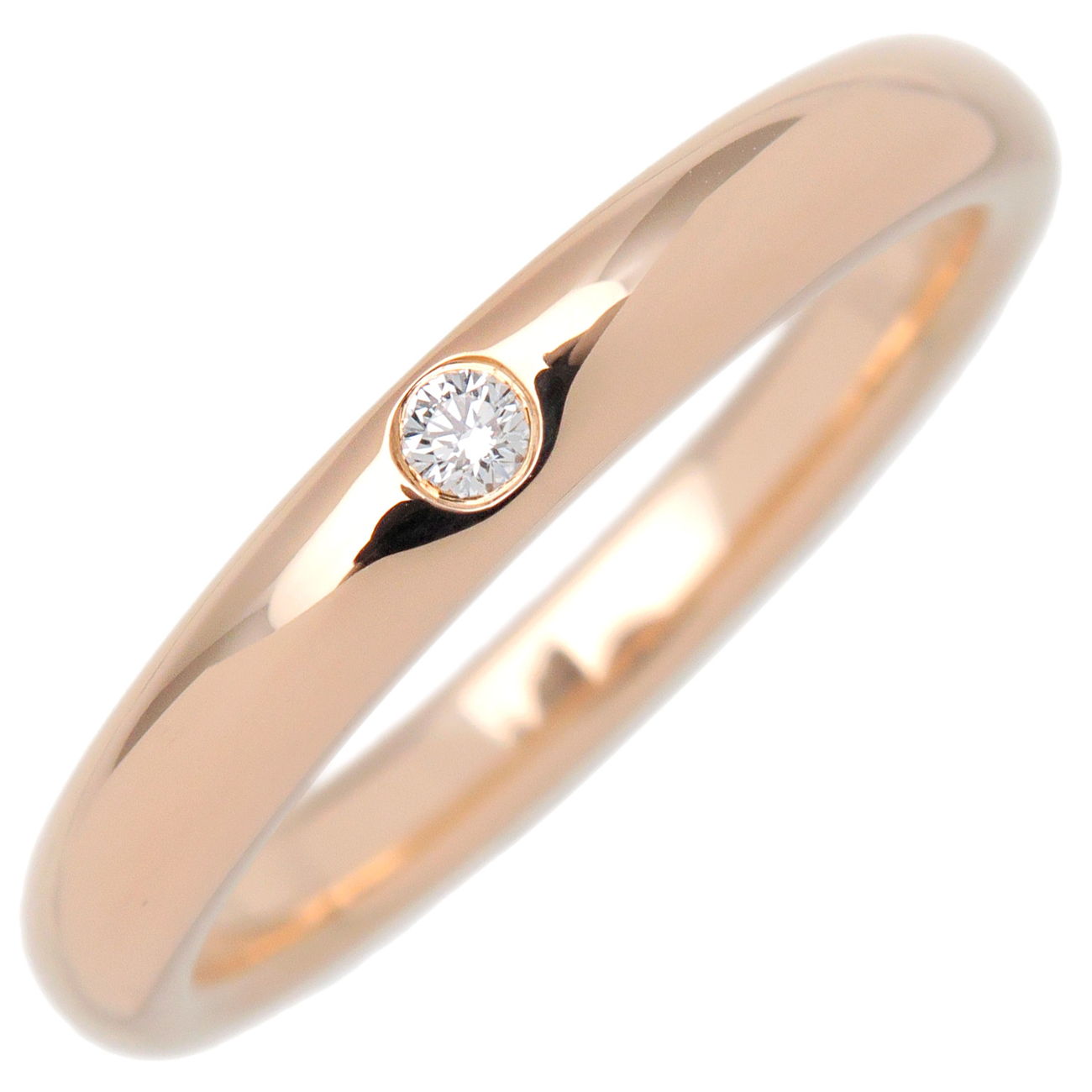 Tiffany&Co.-Stacking-Band-Ring-1P-Diamond-K18PG-Rose-Gold-US-5.5