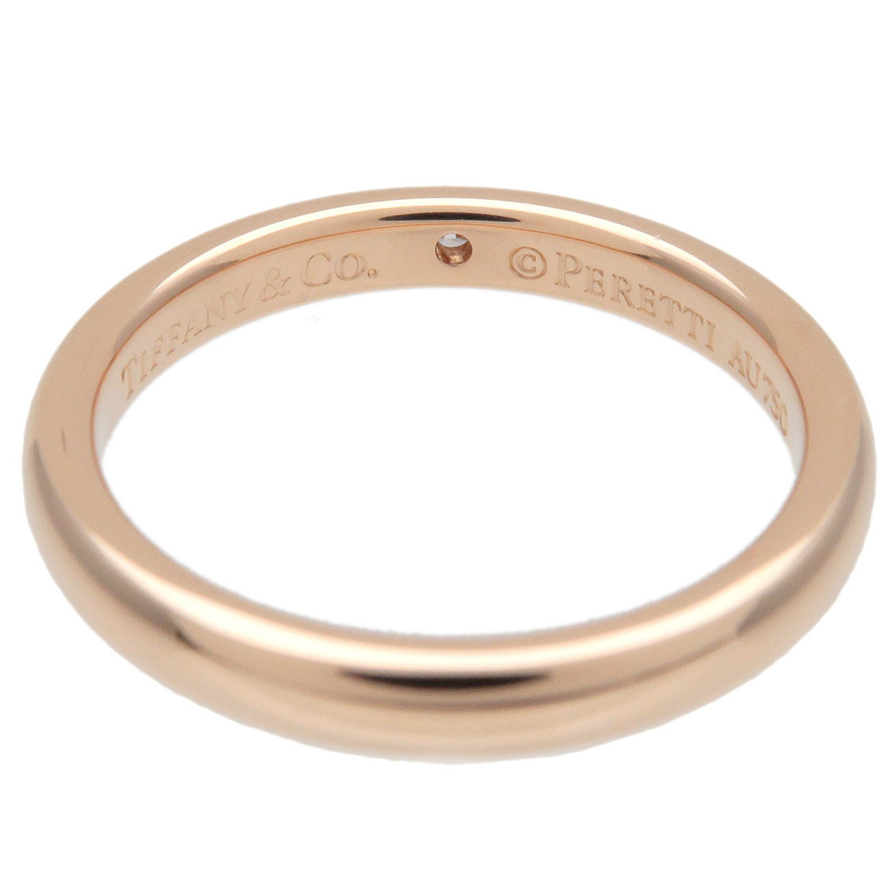 Tiffany&Co. Stacking Band Ring 1P Diamond K18PG Rose Gold US 5.5