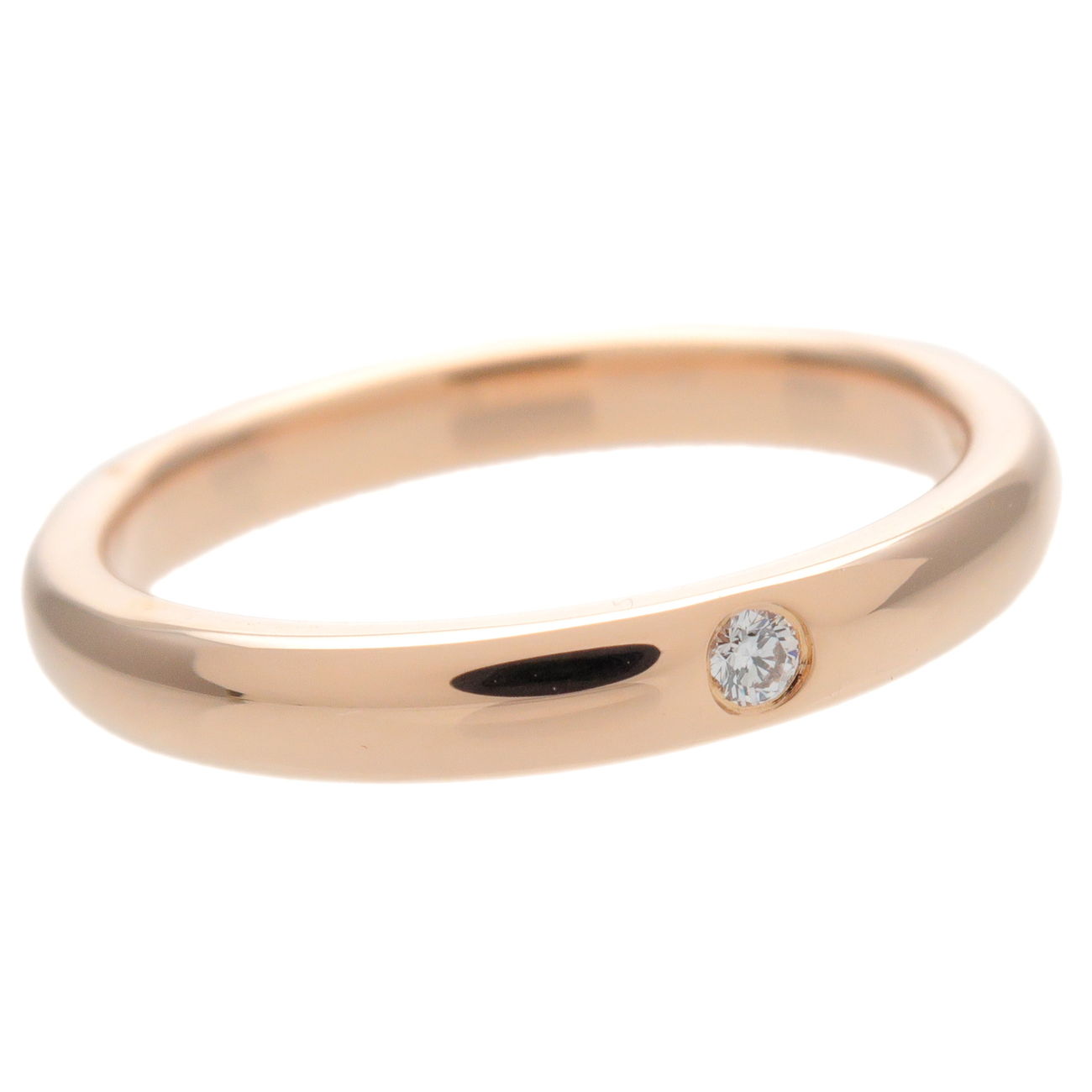 Tiffany&Co. Stacking Band Ring 1P Diamond K18PG Rose Gold US 5.5