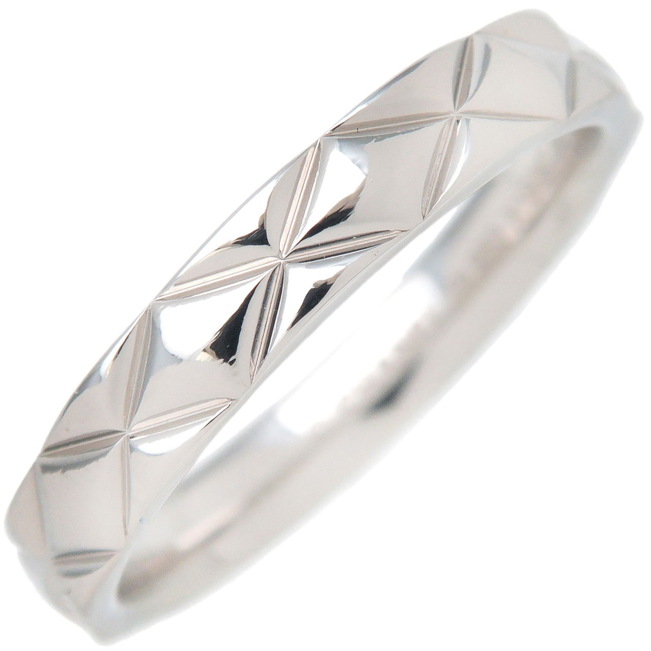 CHANEL-Matelasse-Ring-Medium-PT950-Platinum-#55-US7-7.5-EU55