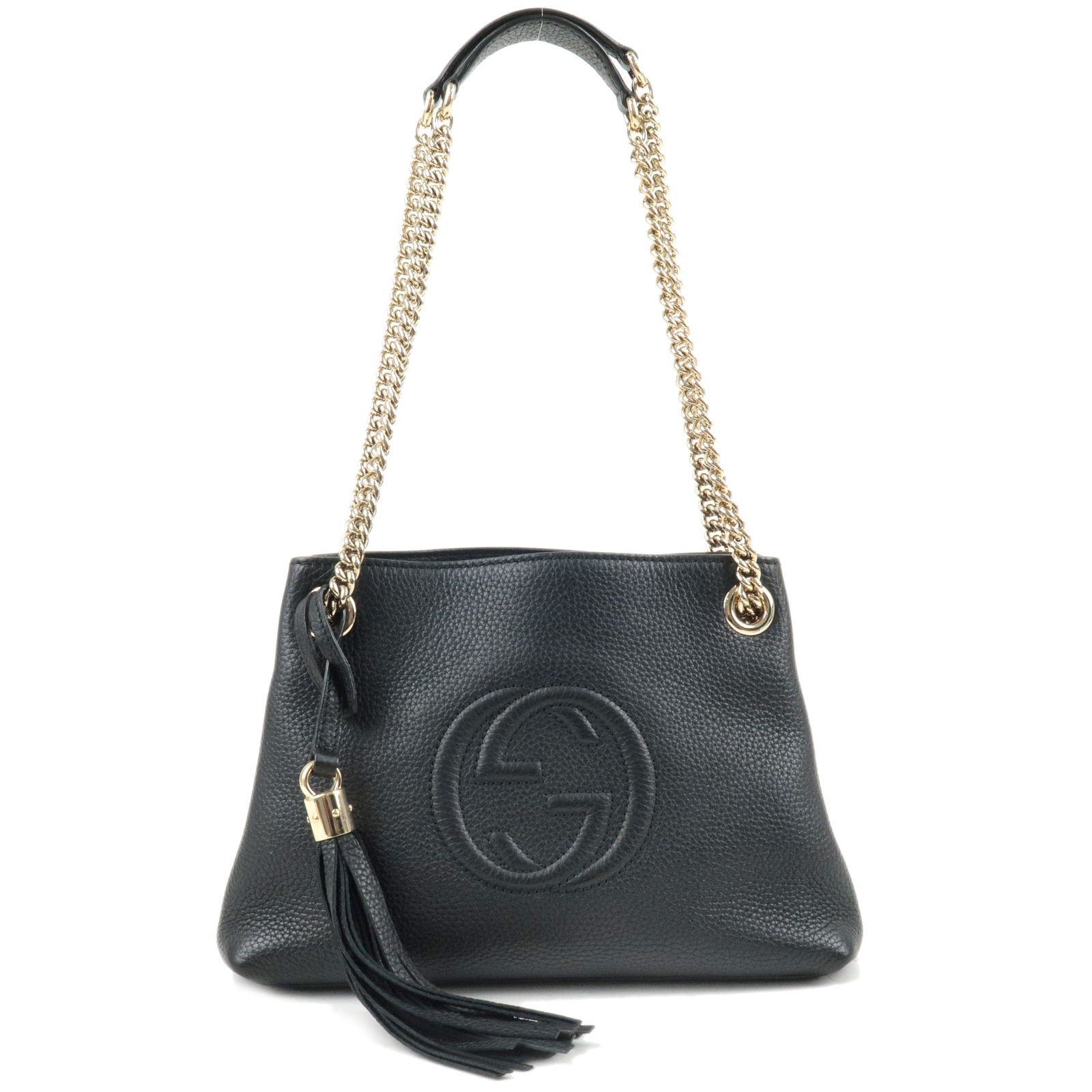 GUCCI-SOHO-Logo-Leather-Chain-Shoulder-Bag-Tote-Bag-Black-387043 –  dct-ep_vintage luxury Store