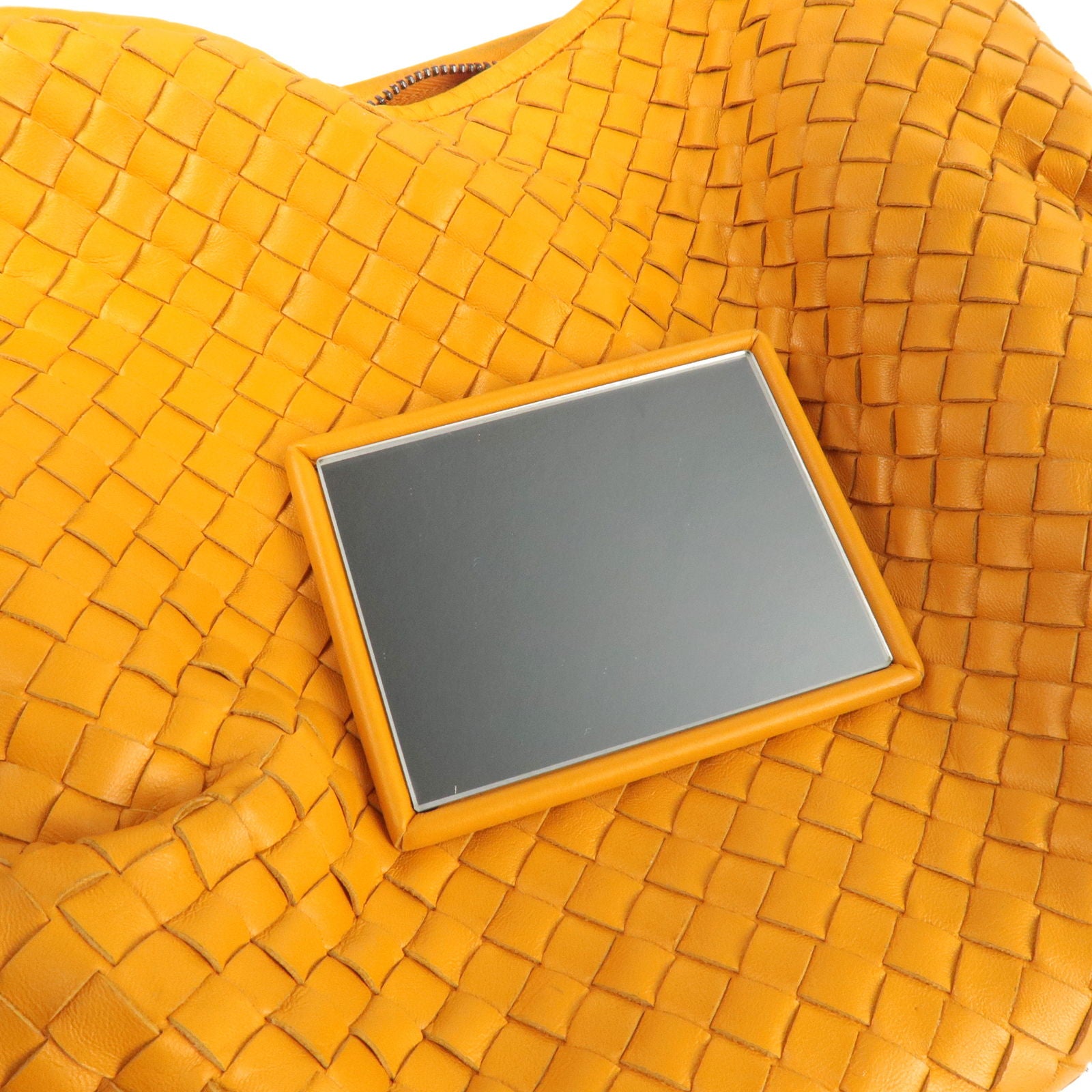 BOTTEGA VENETA Intrechart Leather Shoulder Bag Orange