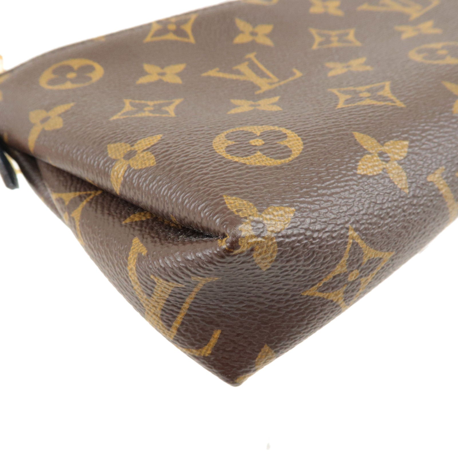 Louis+Vuitton+Pallas+Clutch+Shoulder+Bag+Brown+Leather for sale online