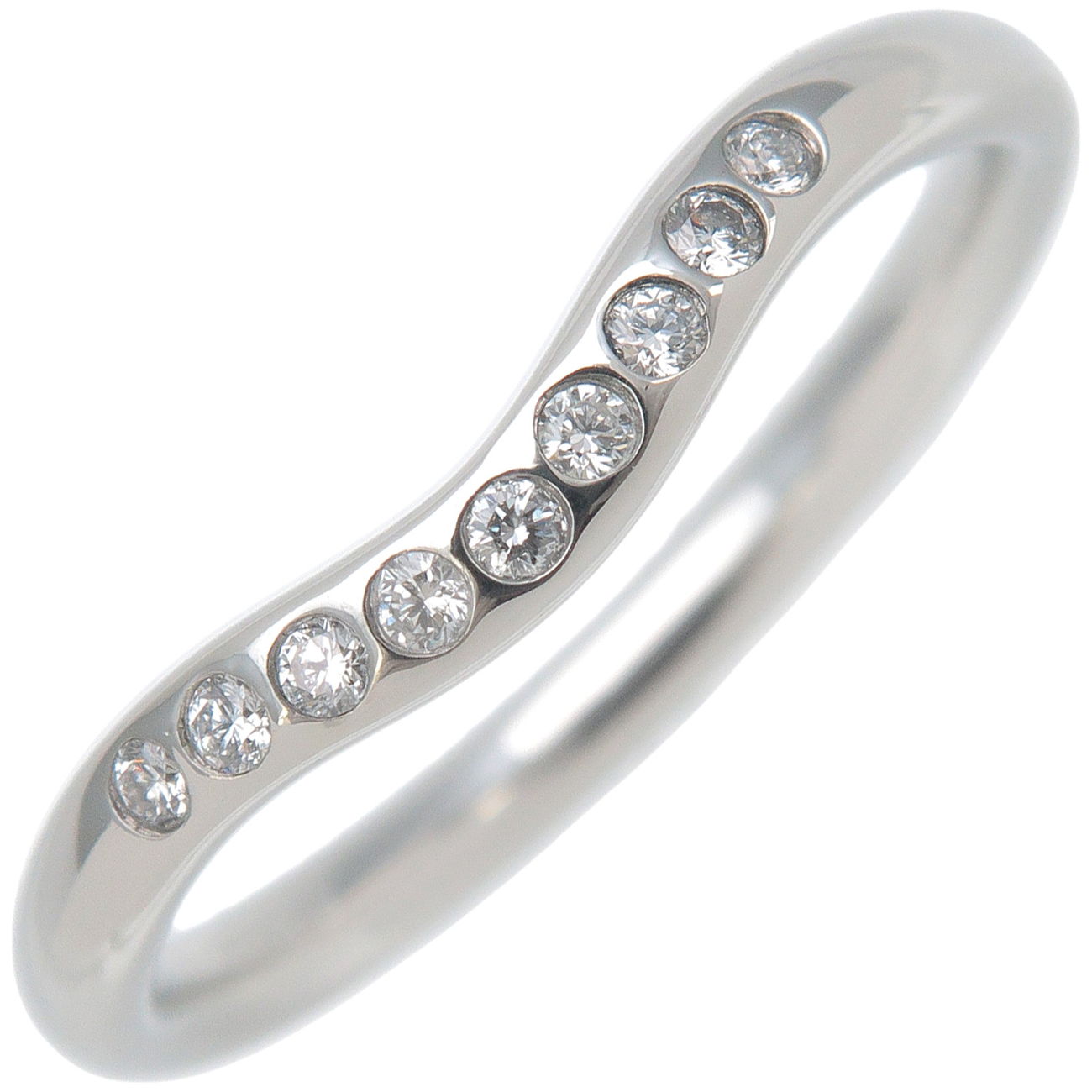 Tiffany&Co.-Curved--Band-Ring-9P-Diamond-PT950-Platinum-US5.5