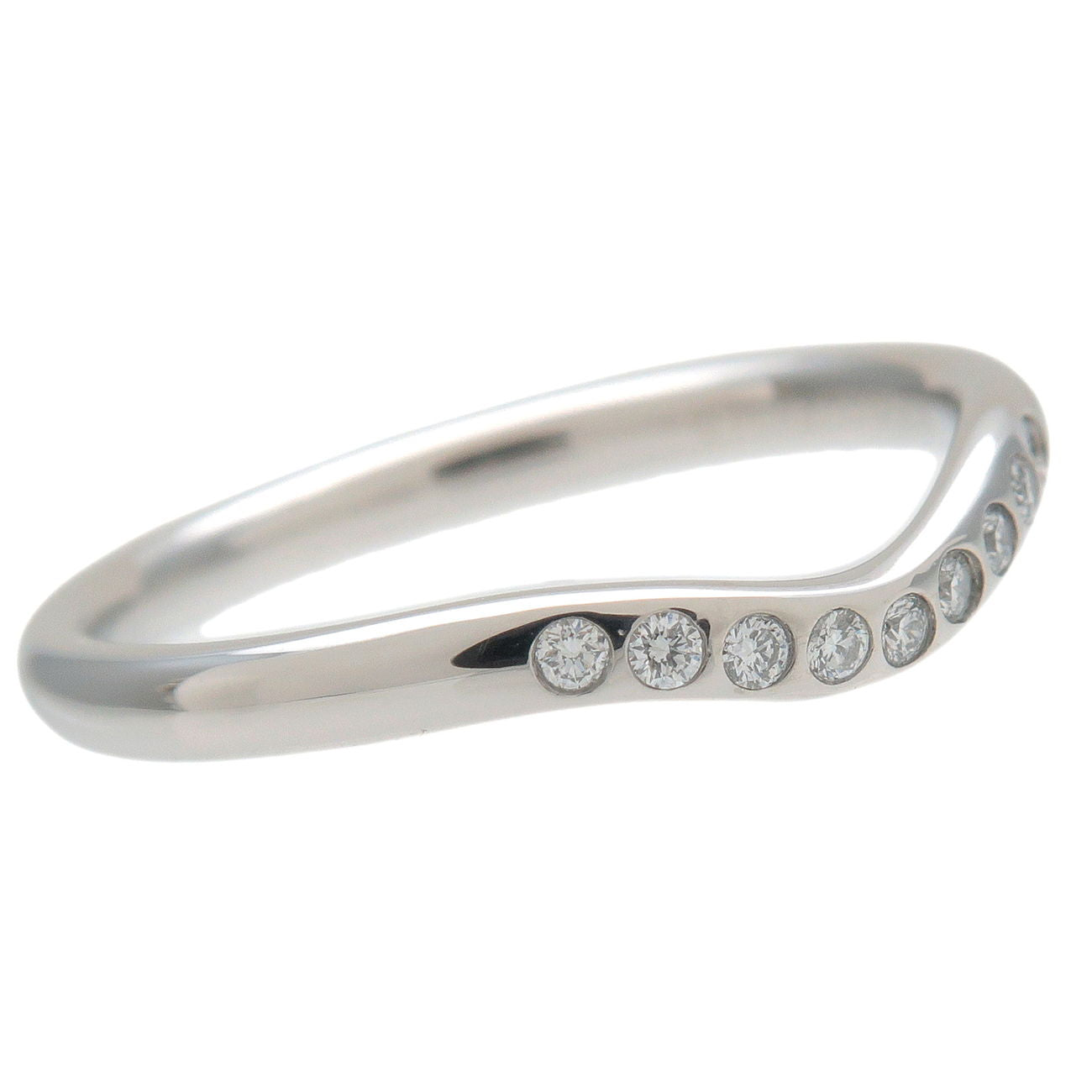 Tiffany&Co. Curved  Band Ring 9P Diamond PT950 Platinum US5.5
