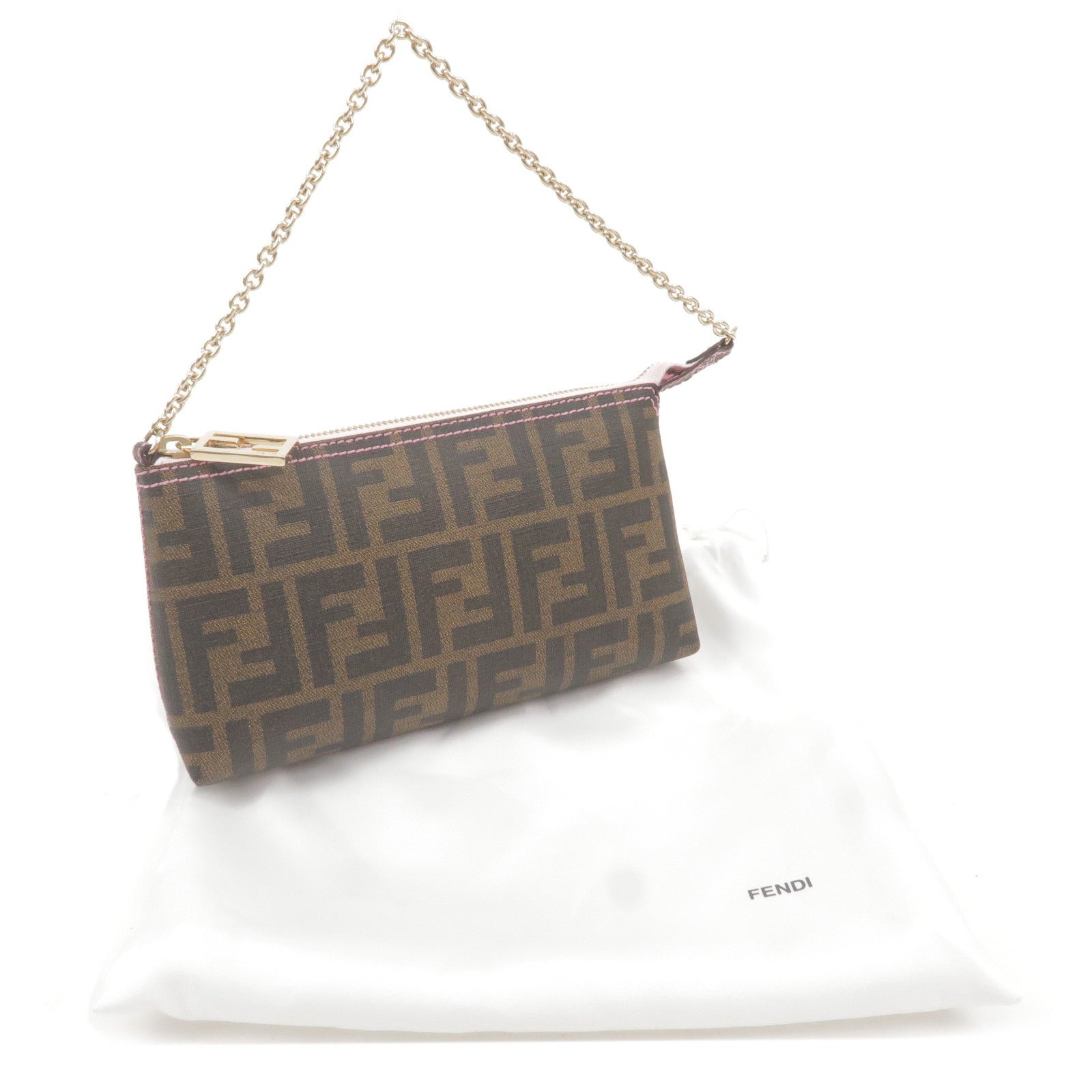 FENDI-Zucca-Print-PVC-Accessory-Pouch-Bag-Brown-Black-8BR592 – dct