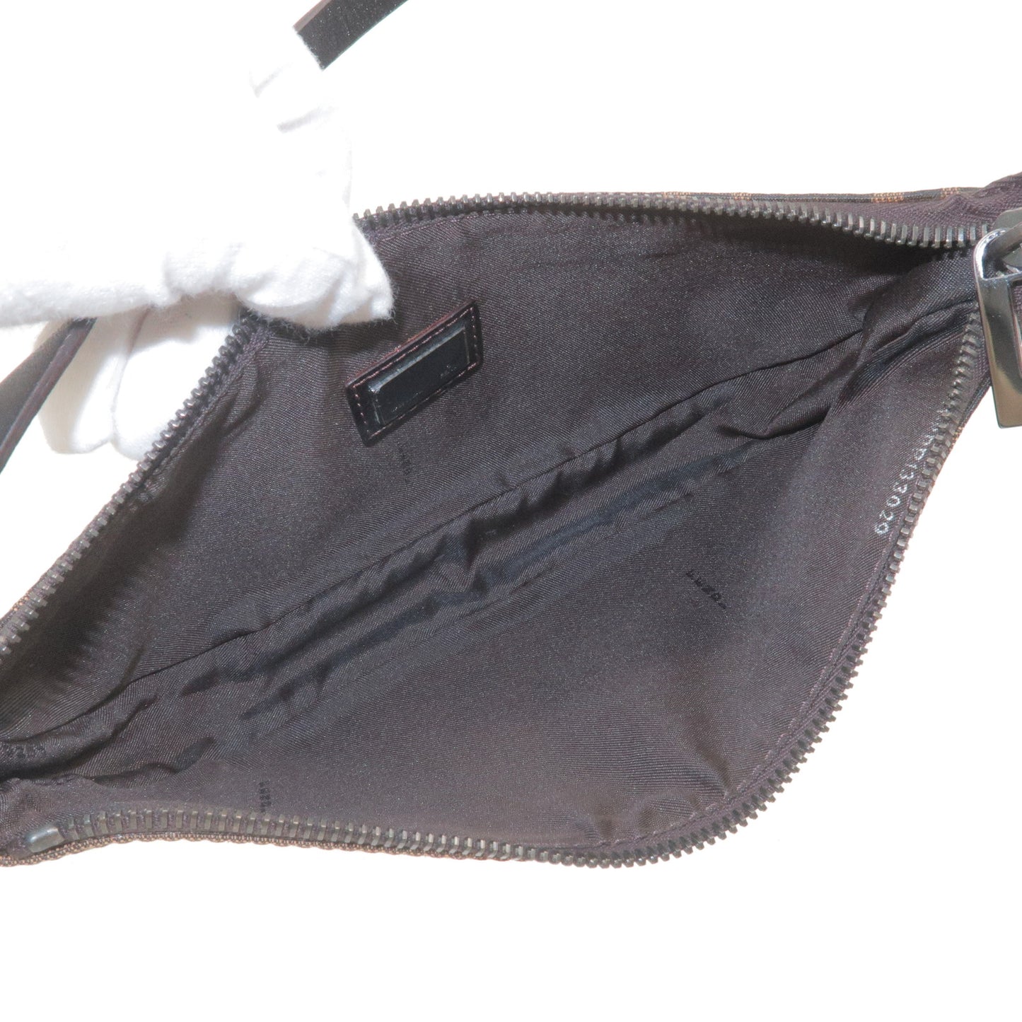 FENDI Zucca Canvas Leather Shoulder Bag Brown Black 8BR133
