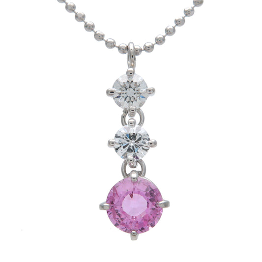 Pink-Sapphire-Diamond-Necklace-S0.638ct-0.30ct-PT850-Platinum